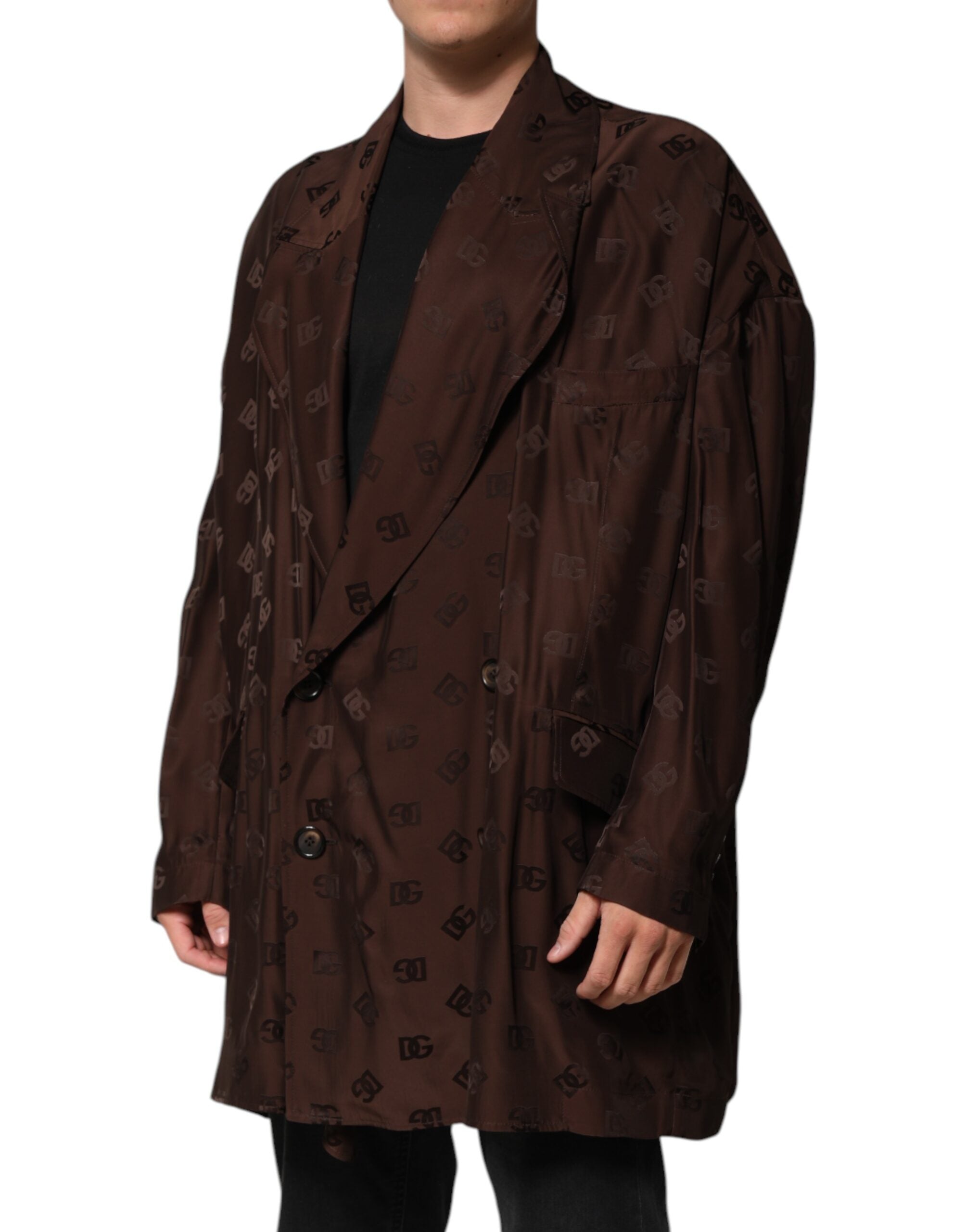 Dolce & Gabbana Brown Logo Monogram Coat