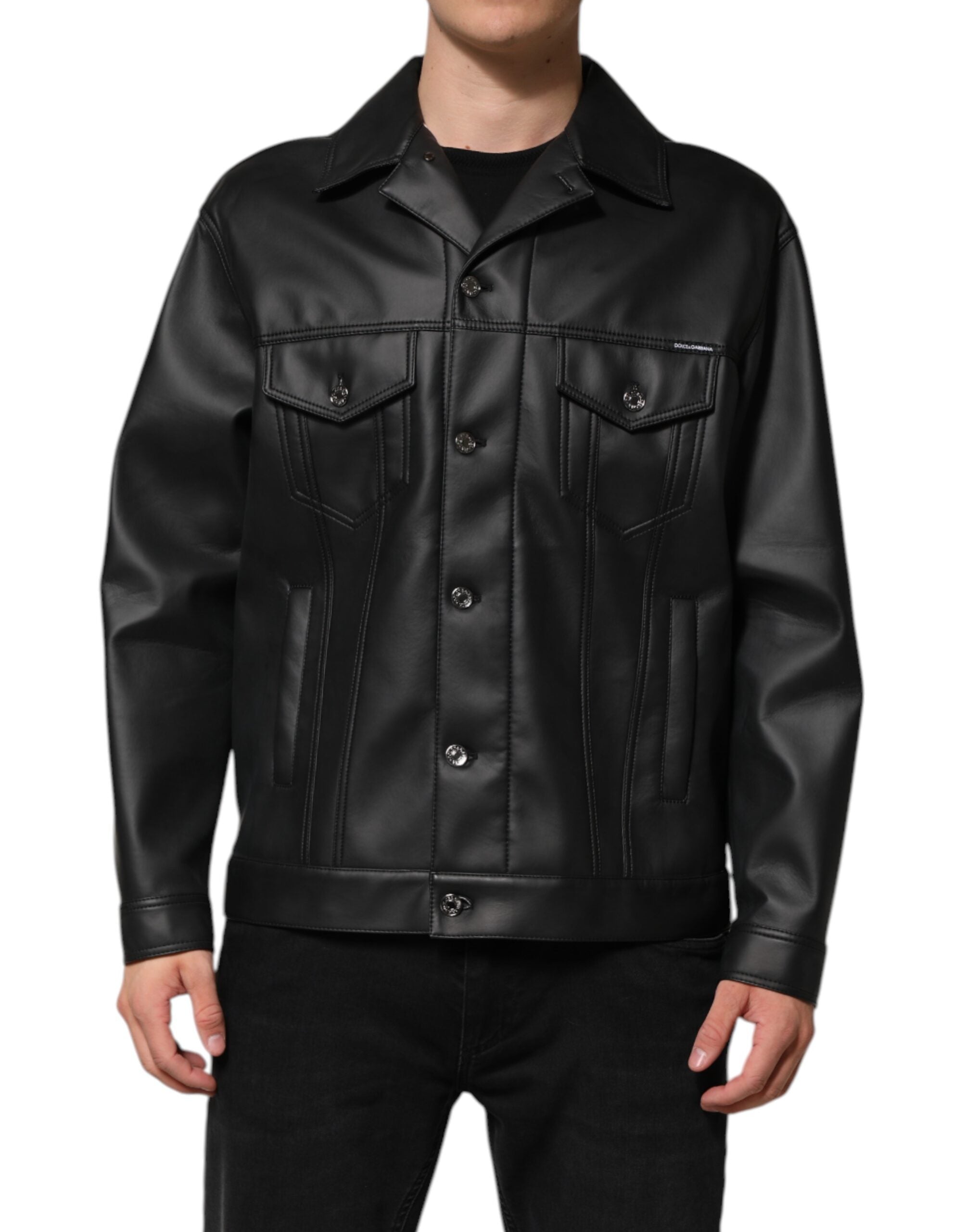 Dolce & Gabbana Black Button Down Biker Jacket