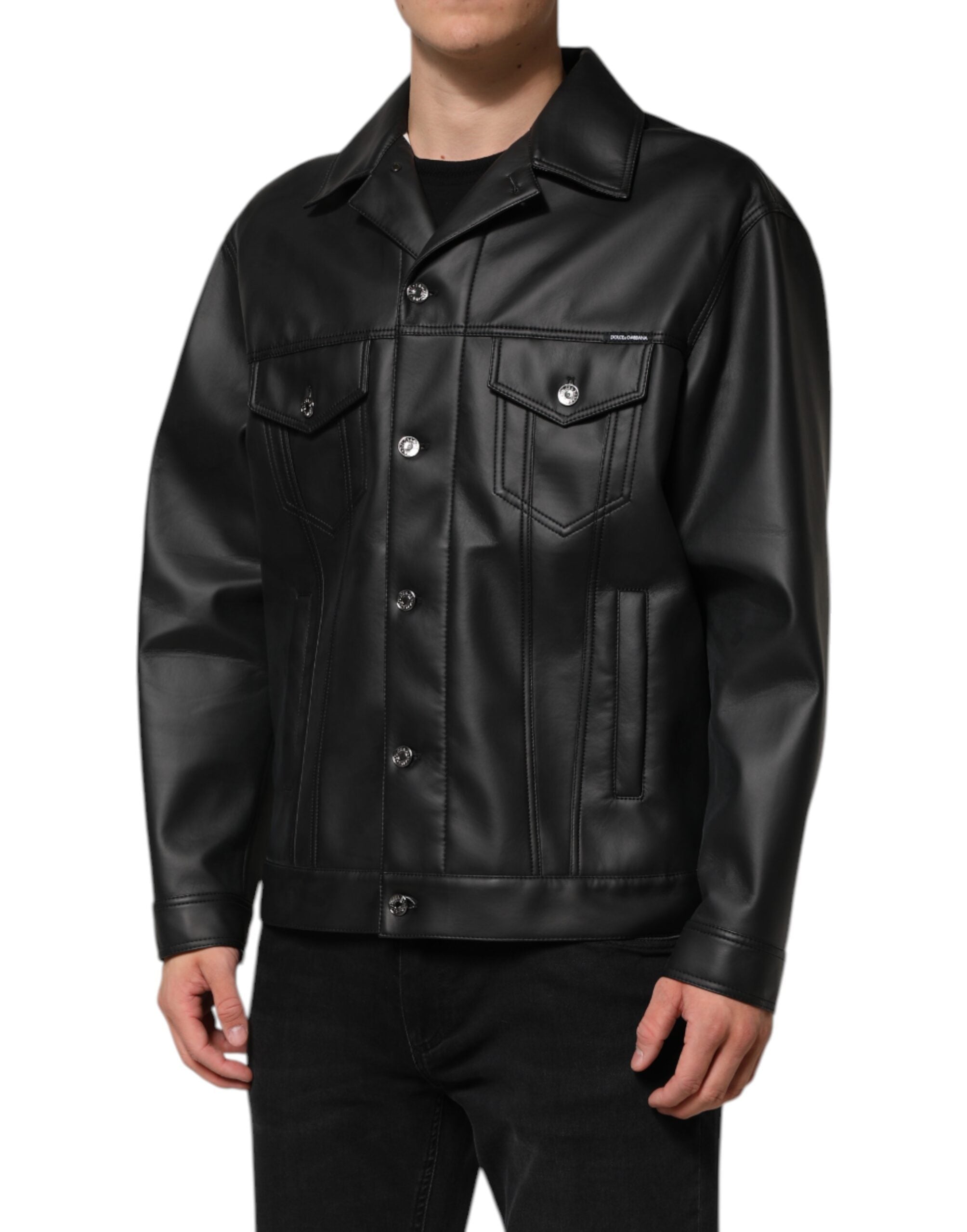 Dolce & Gabbana Black Button Down Biker Jacket