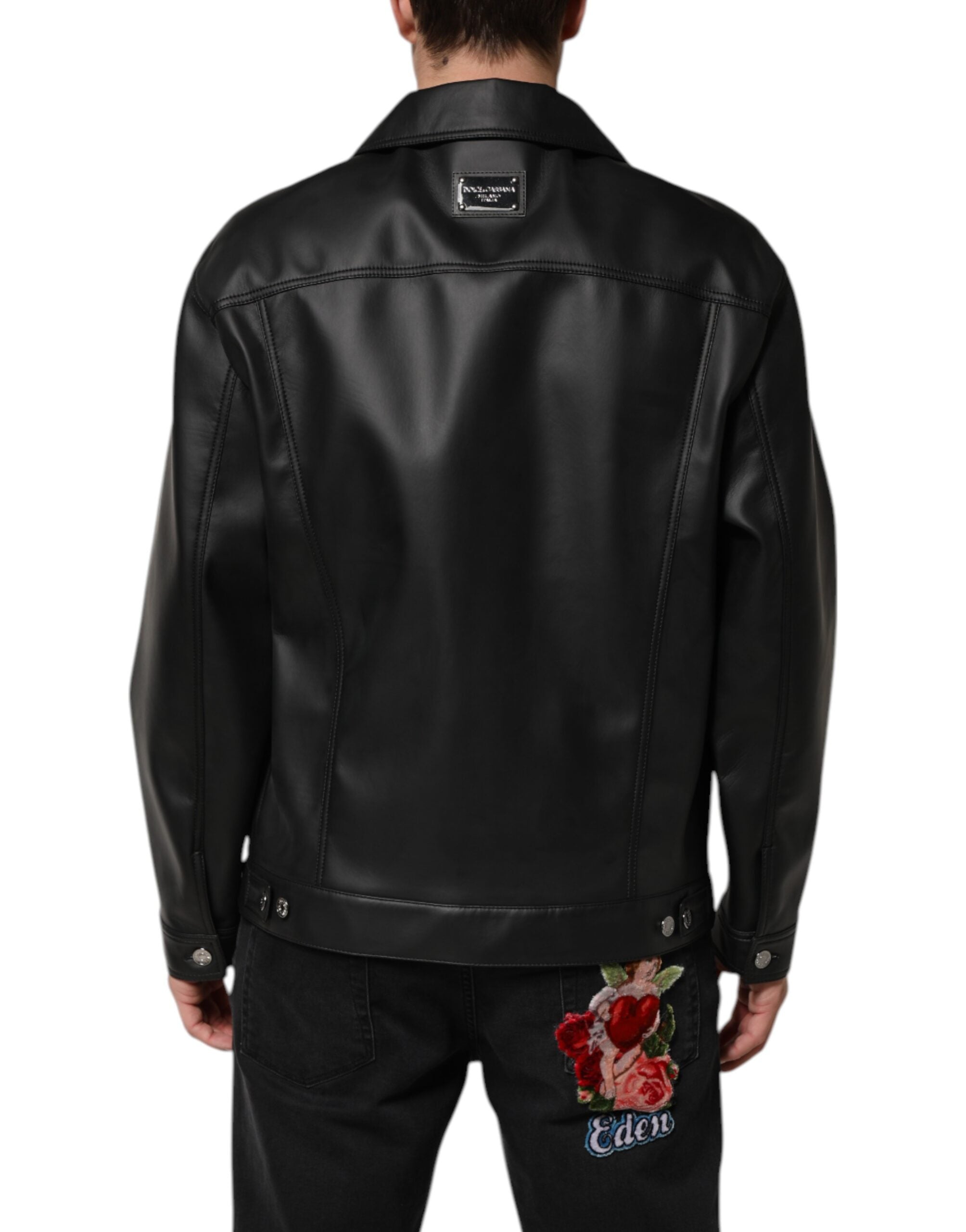 Dolce & Gabbana Black Button Down Biker Jacket