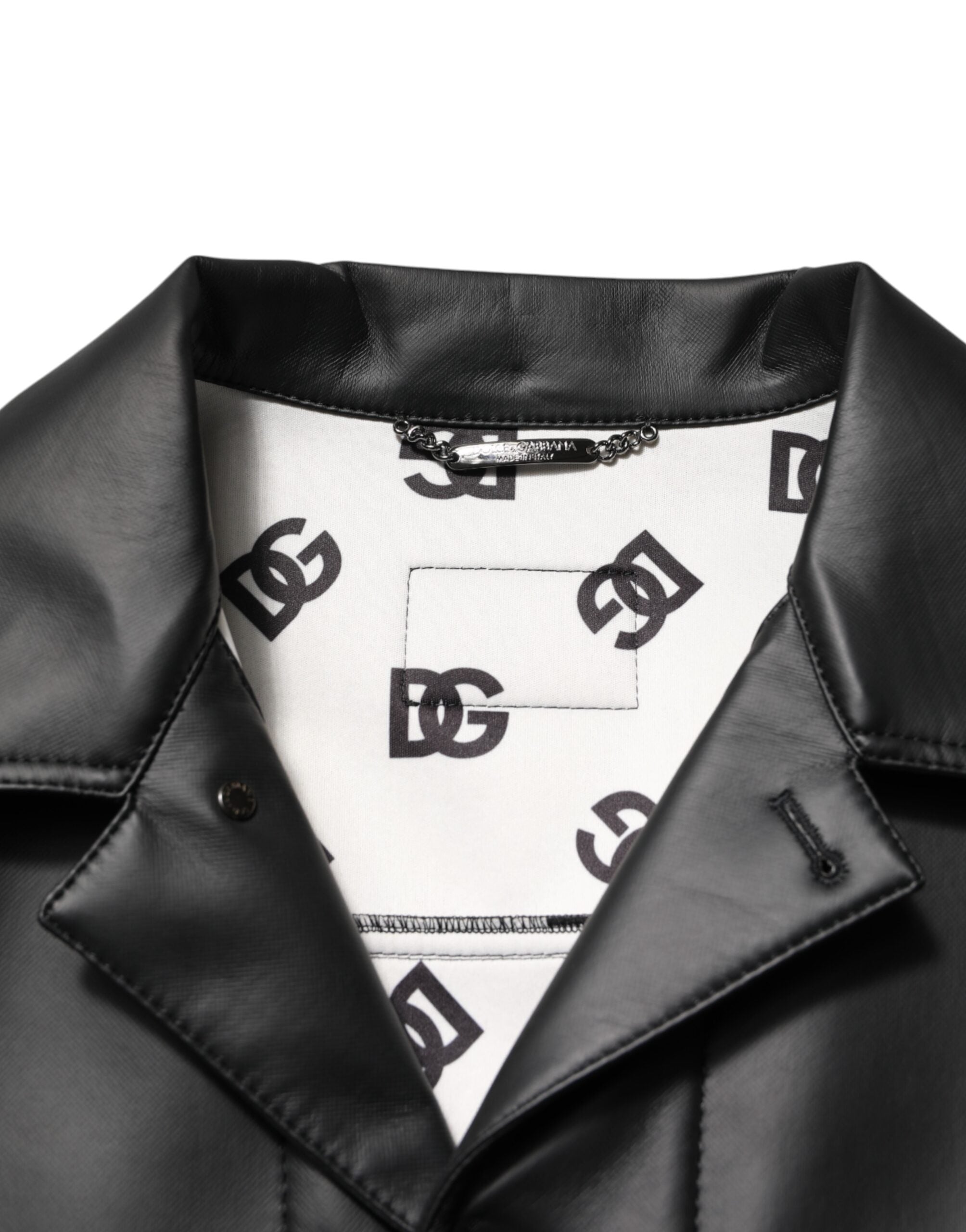 Dolce & Gabbana Black Button Down Biker Jacket
