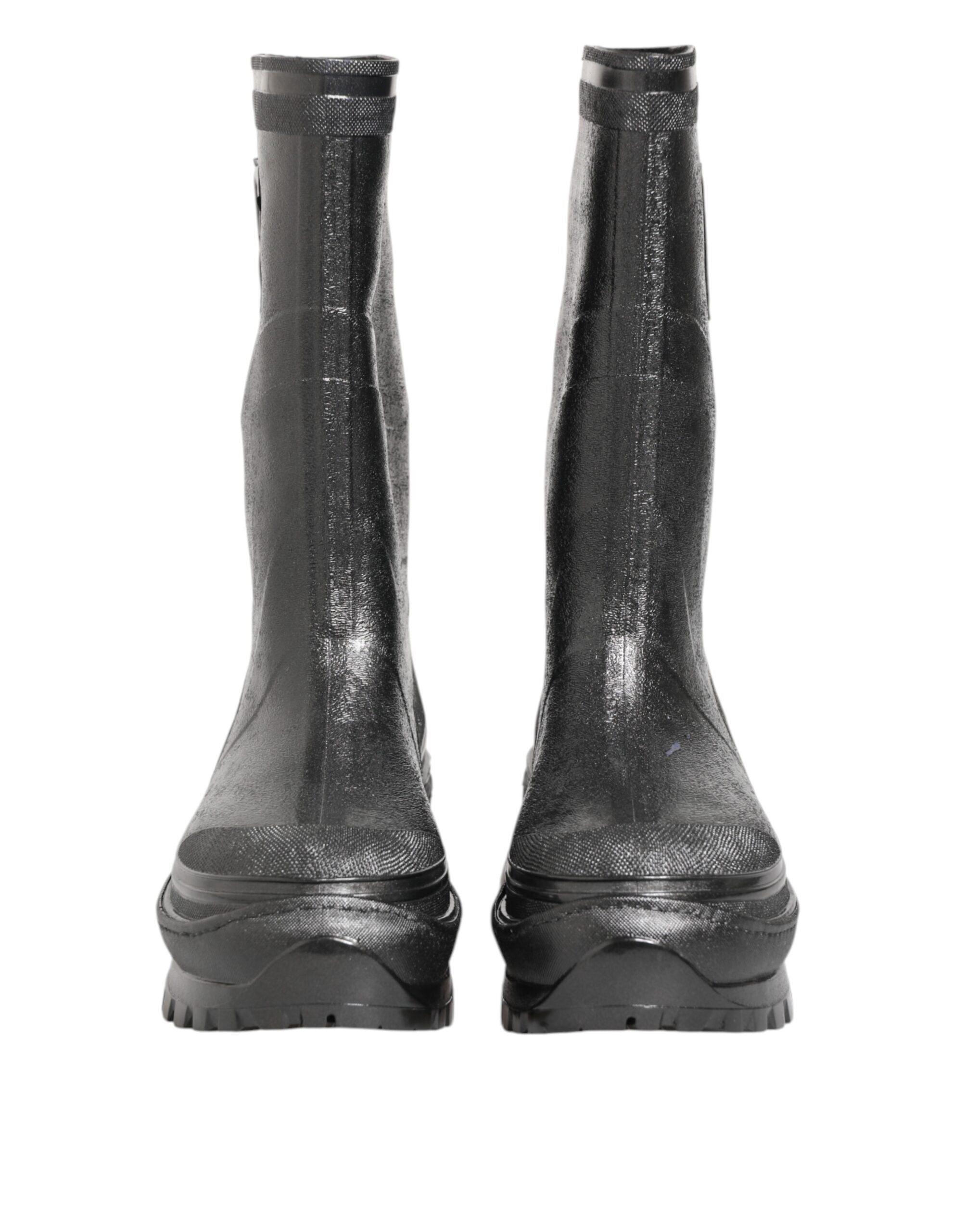 Dolce & Gabbana Metallic Gray Pull On Rain Boots