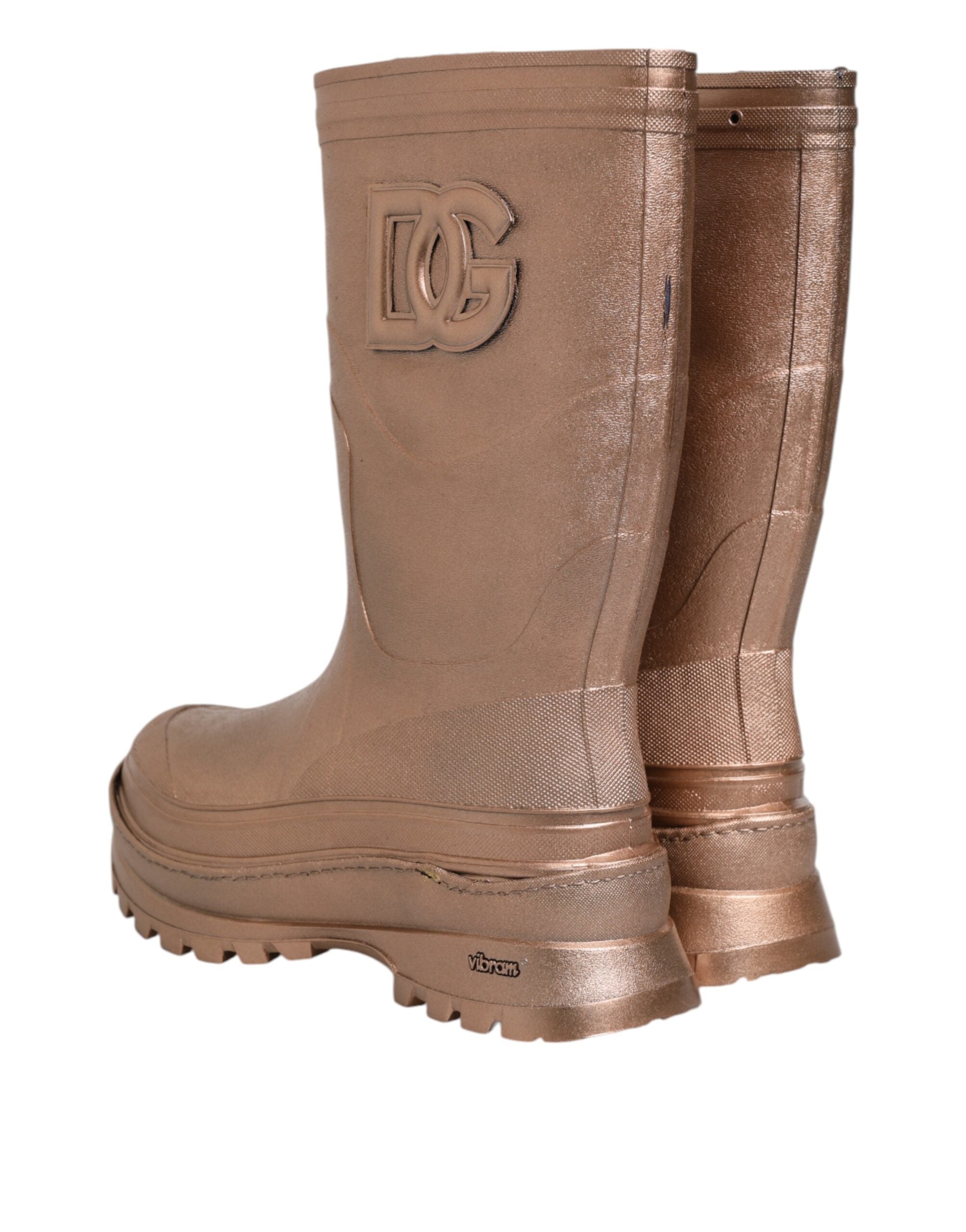 Dolce & Gabbana Metallic Gold Pull On Rain Boots