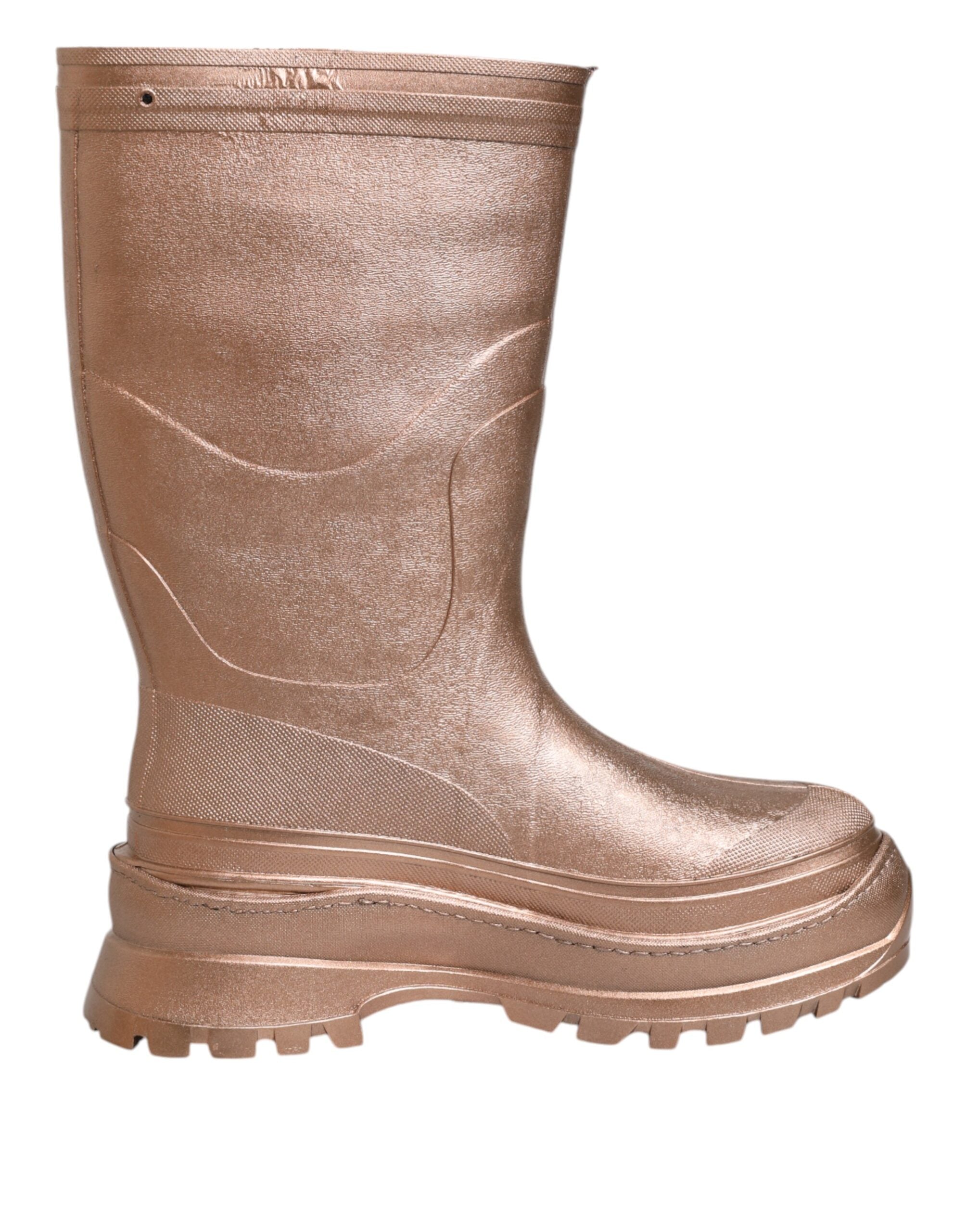 Dolce & Gabbana Metallic Gold Pull On Rain Boots