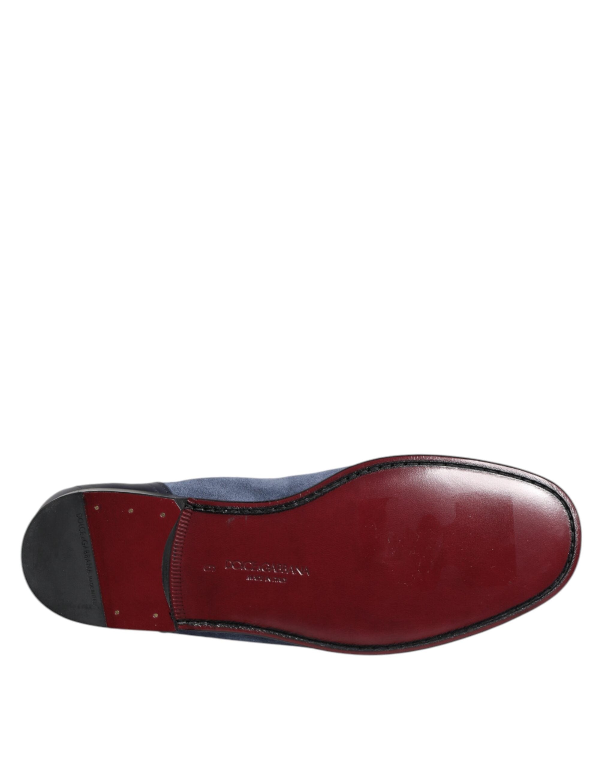 Dolce & Gabbana Blue Suede Leather Moccasin