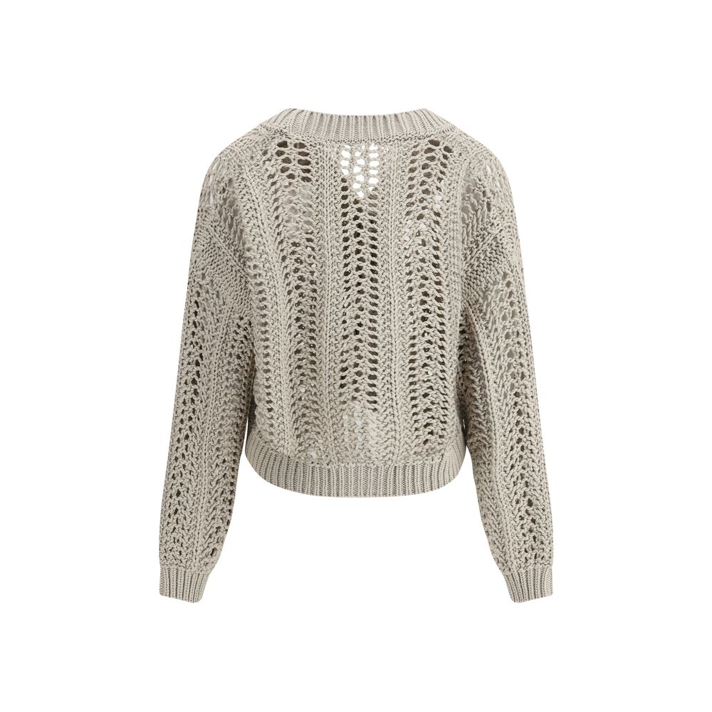 Brunello Cucinelli Cardigan in Openwork Knit LUNESCAPE