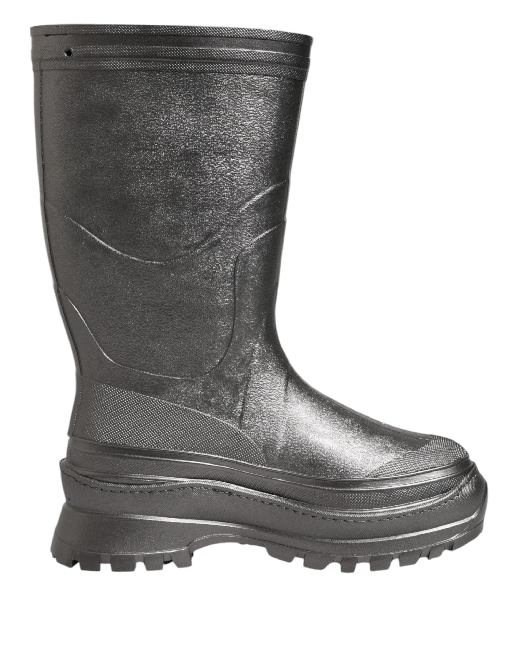 Dolce & Gabbana Black Argento Pull On Rain Boots Shoes