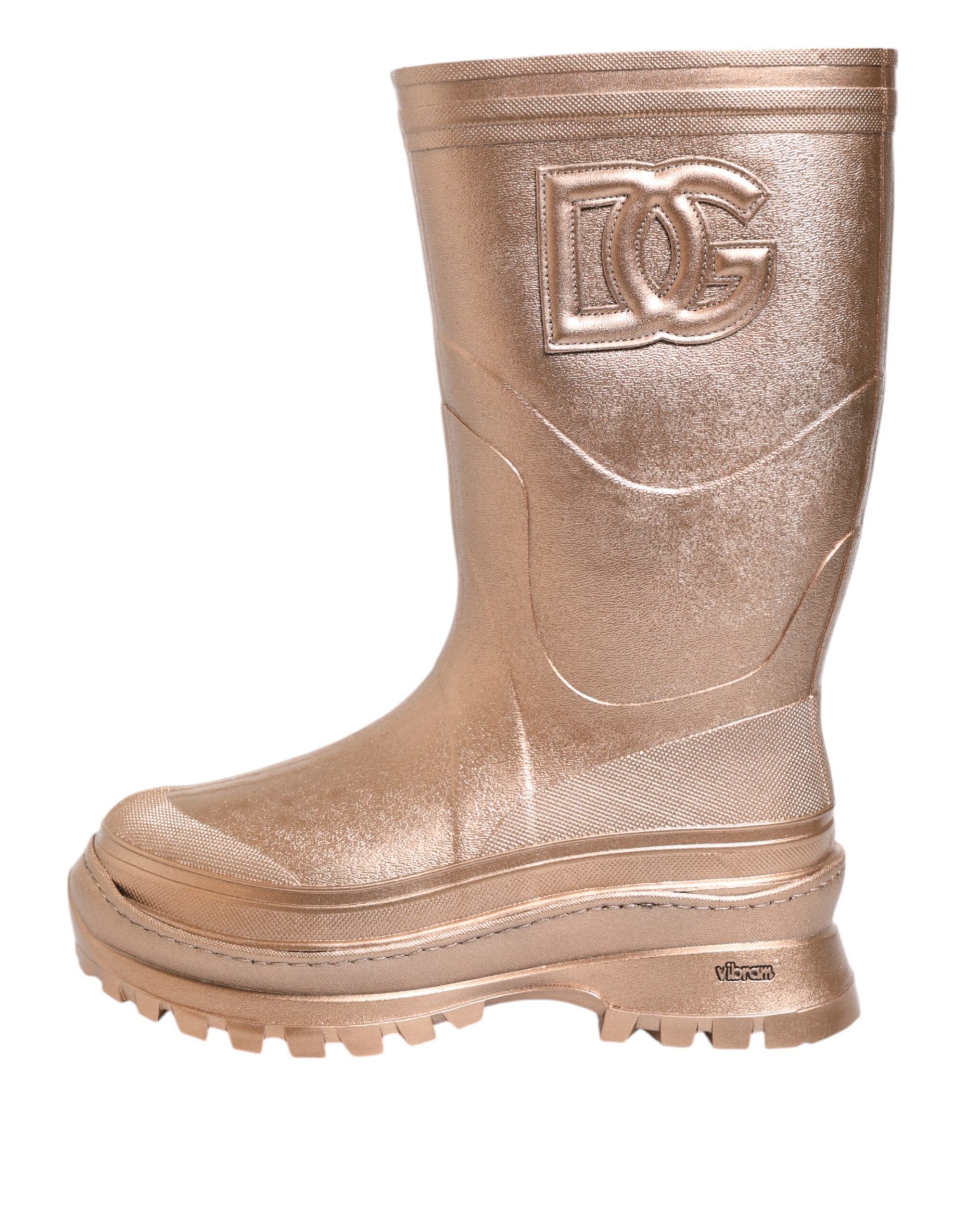 Dolce & Gabbana Rose Gold Rubber Pull On Rain Boots  Shoes LUNESCAPE