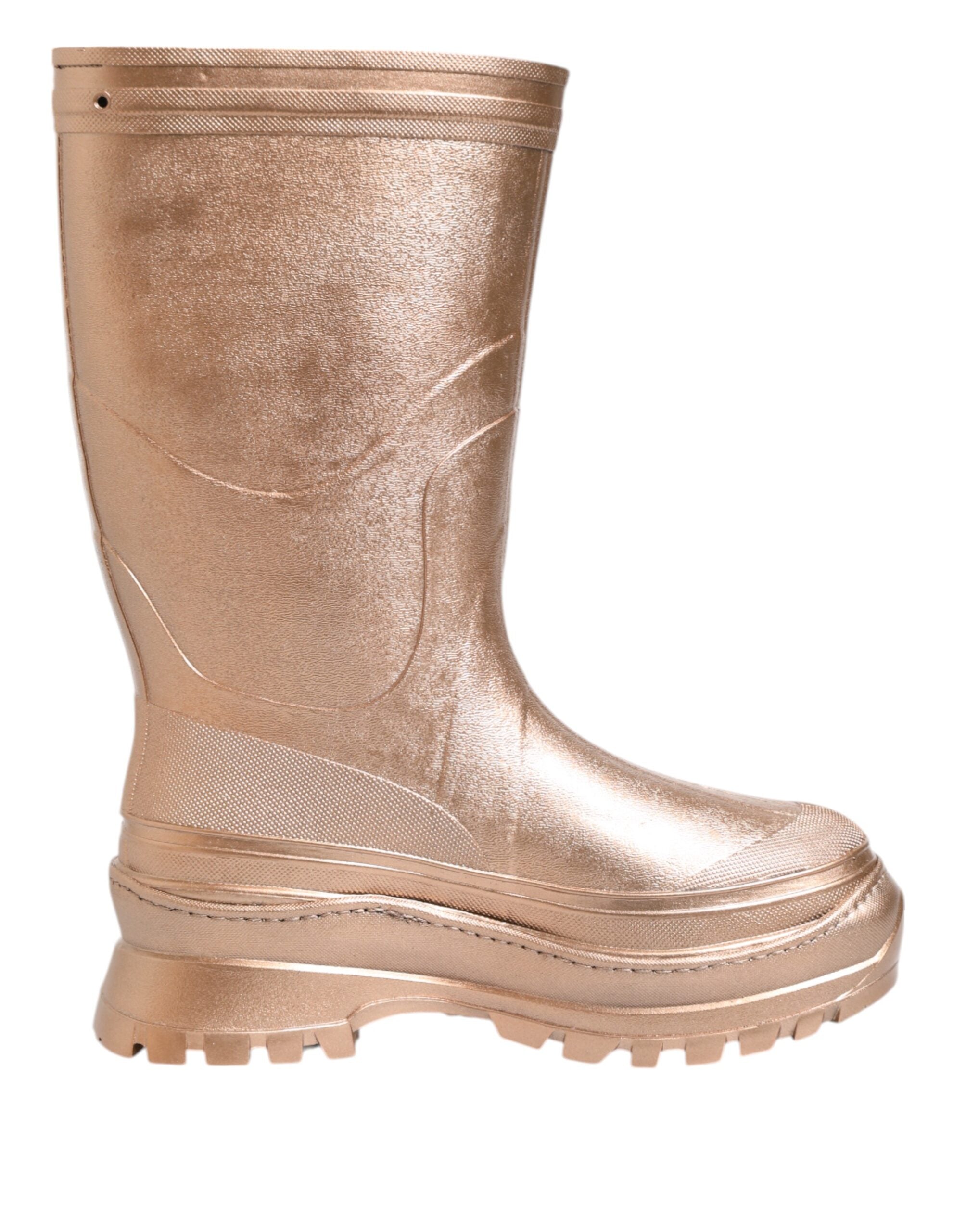 Dolce & Gabbana Rose Gold Rubber Pull On Rain Boots  Shoes LUNESCAPE