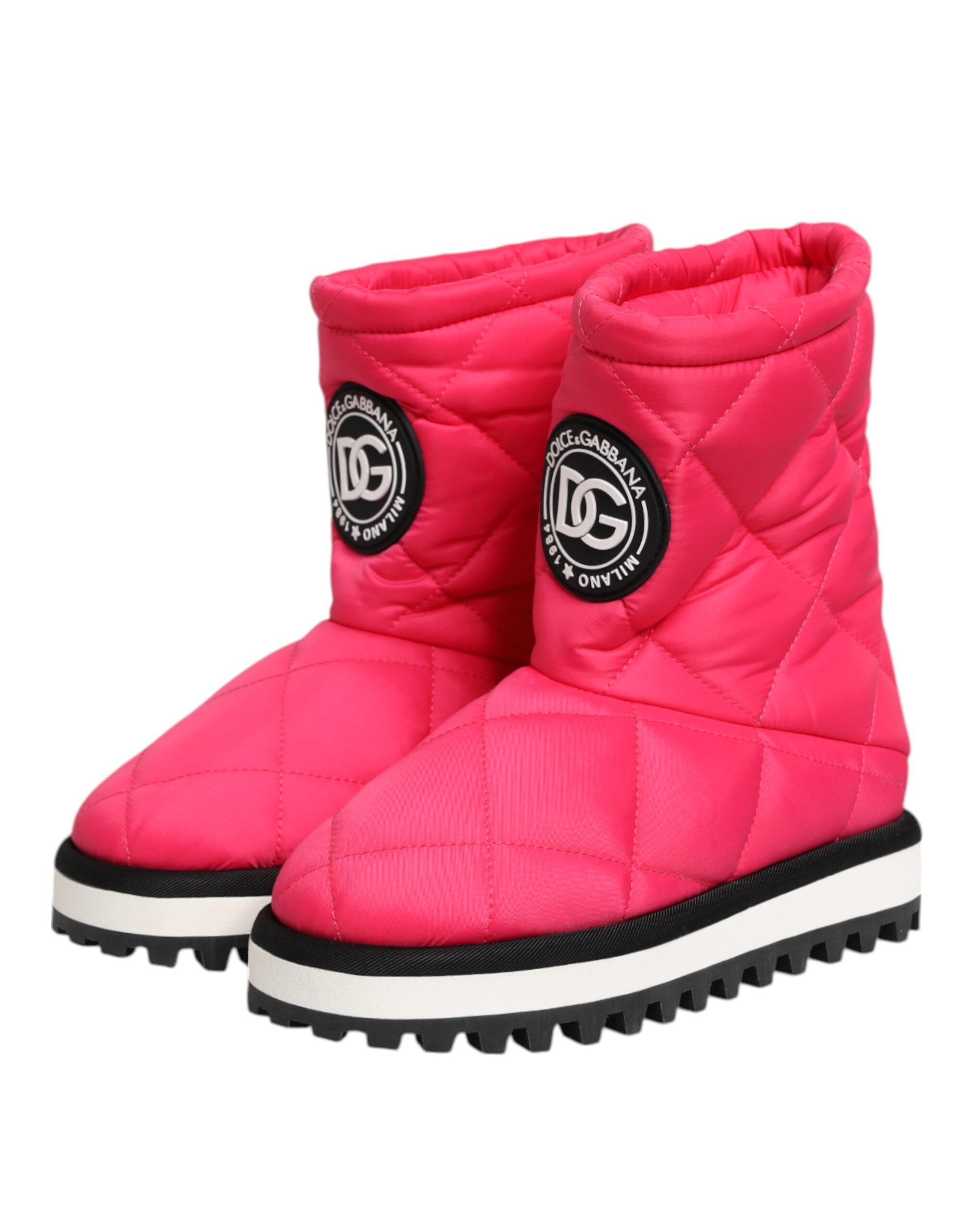 Dolce & Gabbana Pink White Viscose Padded Mid Calf Boots Shoes LUNESCAPE