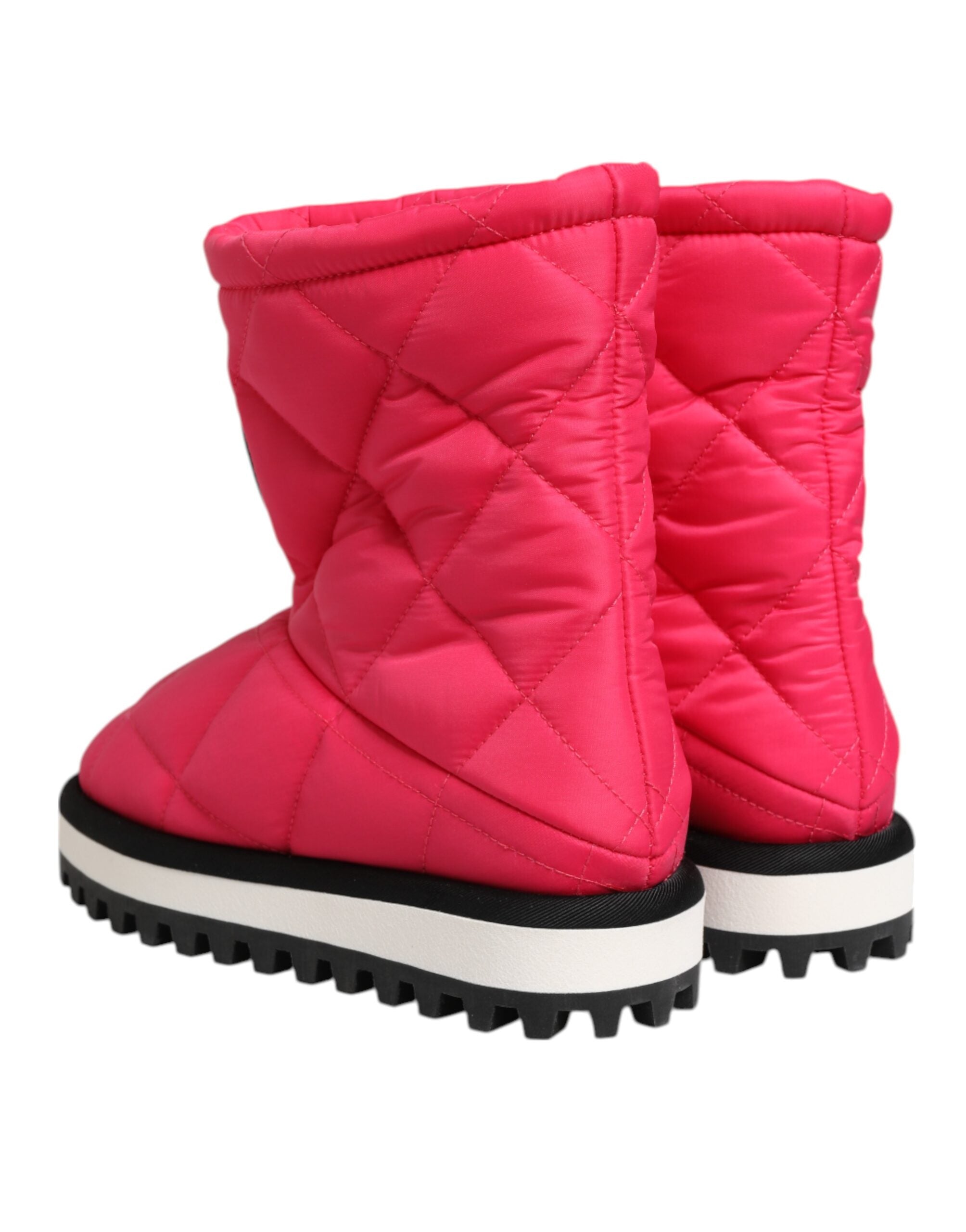 Dolce & Gabbana Pink White Viscose Padded Mid Calf Boots Shoes LUNESCAPE