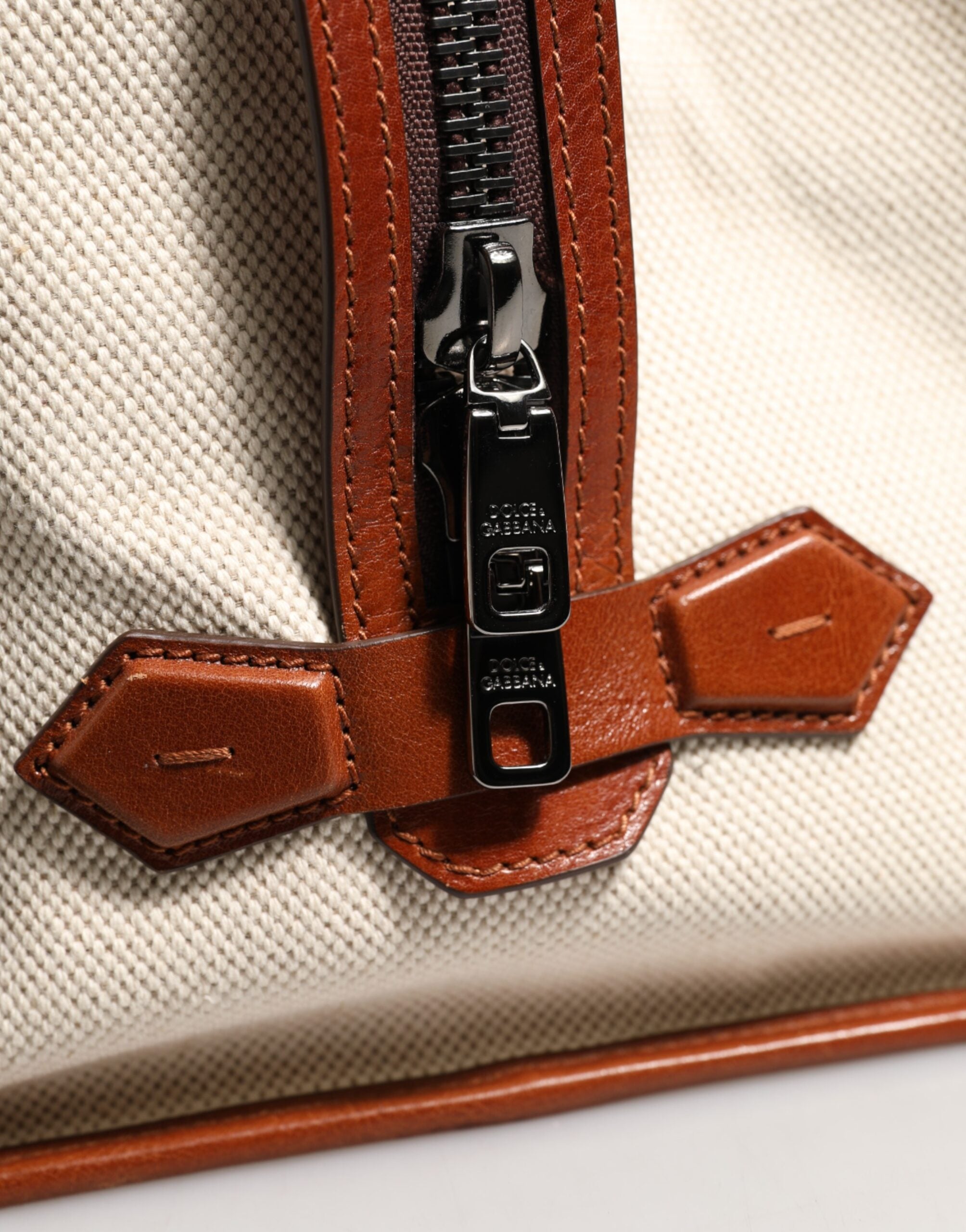 Dolce & Gabbana Beige Brown Canvas Leather EDGE Travel Men Back Pack Bag LUNESCAPE