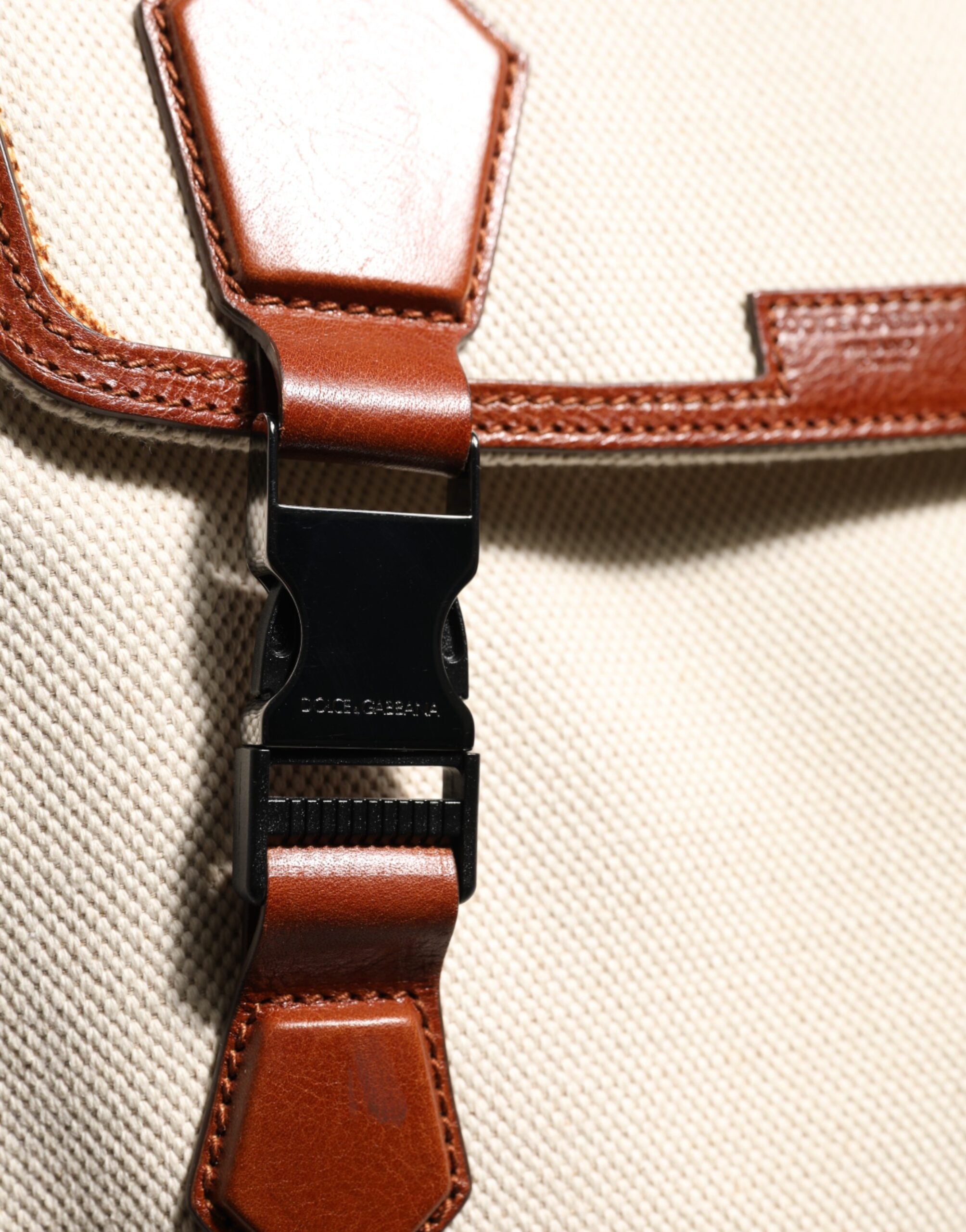 Dolce & Gabbana Beige Brown Canvas Leather EDGE Travel Men Back Pack Bag LUNESCAPE