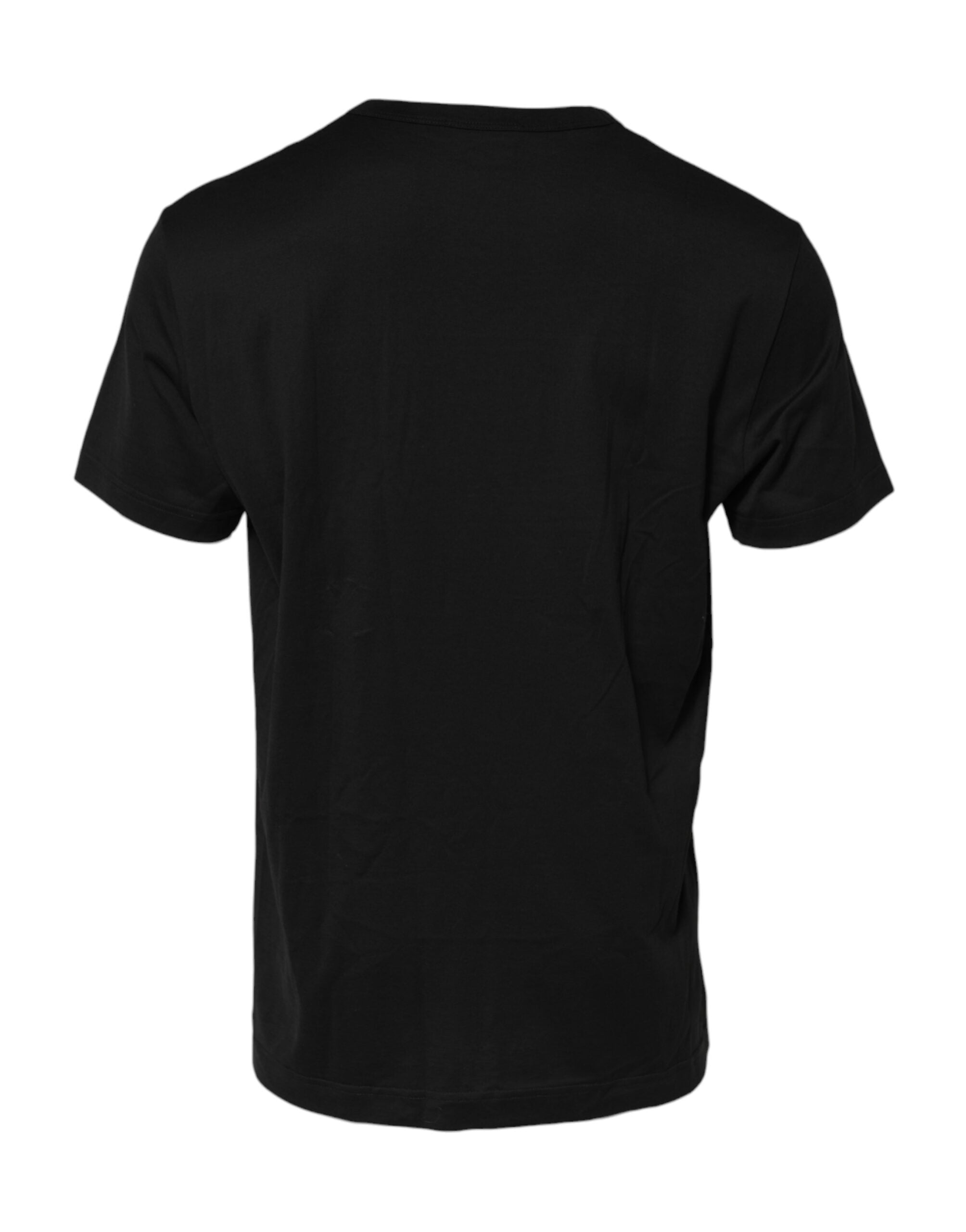 Dolce & Gabbana Black Embossed Logo Cotton Crew Neck T-shirt