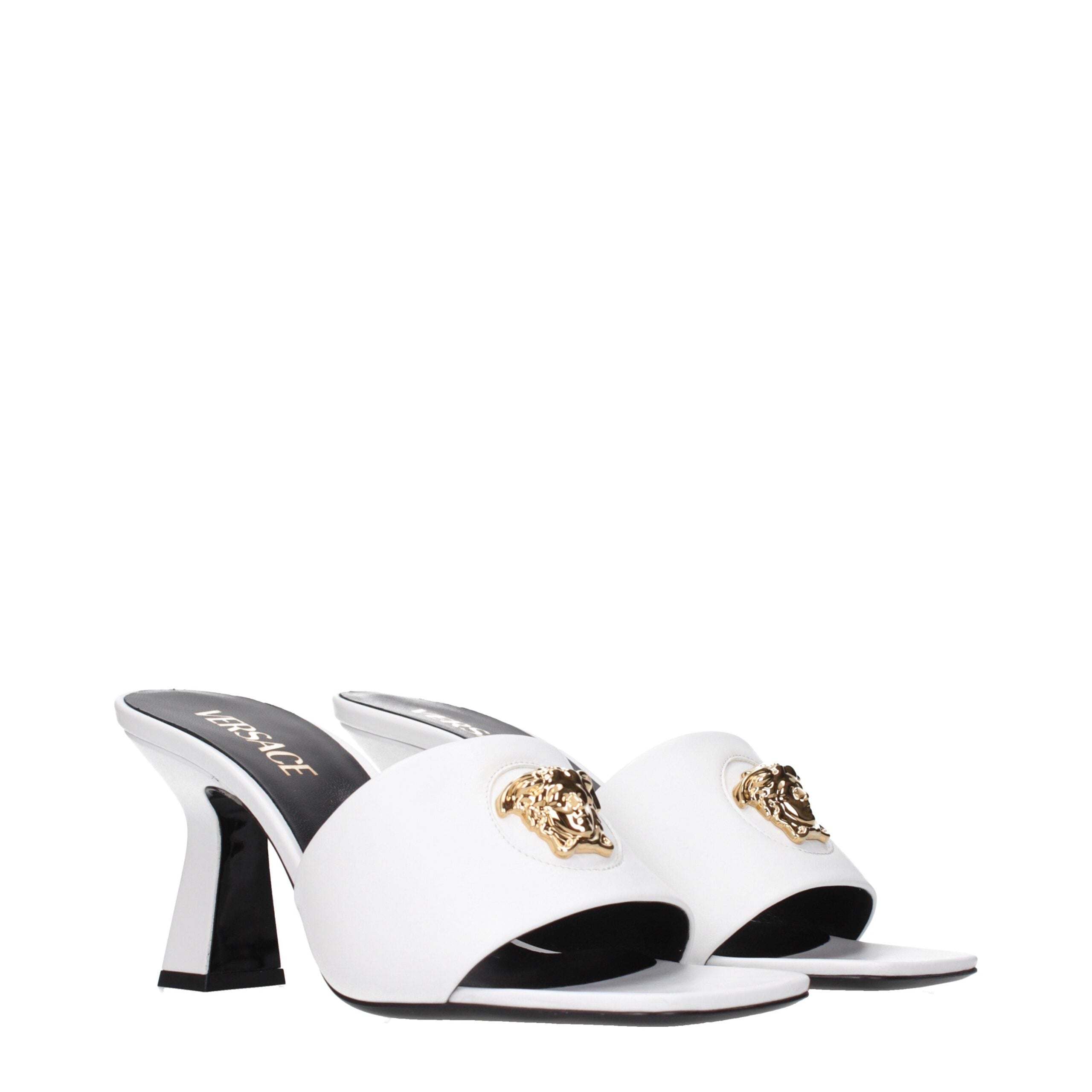 Versace White Leather Stiletto Heels Sandals LUNESCAPE