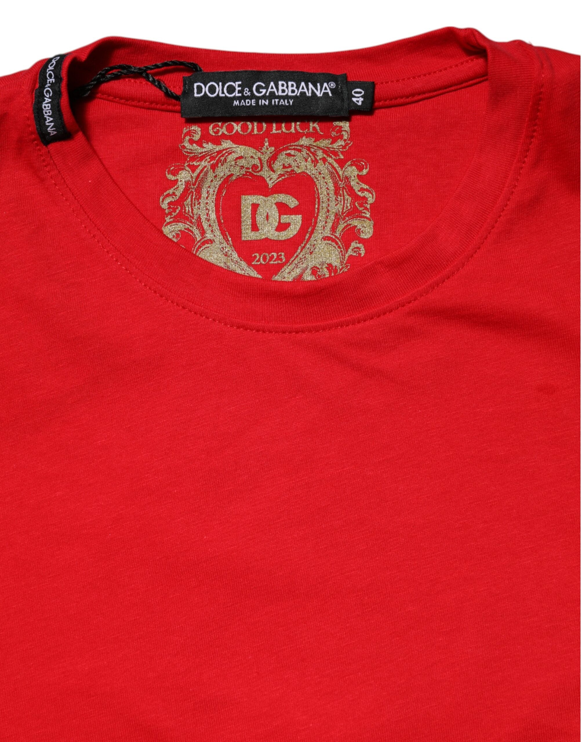 Dolce & Gabbana Red Crew Neck Short Sleeves Tee T-shirt