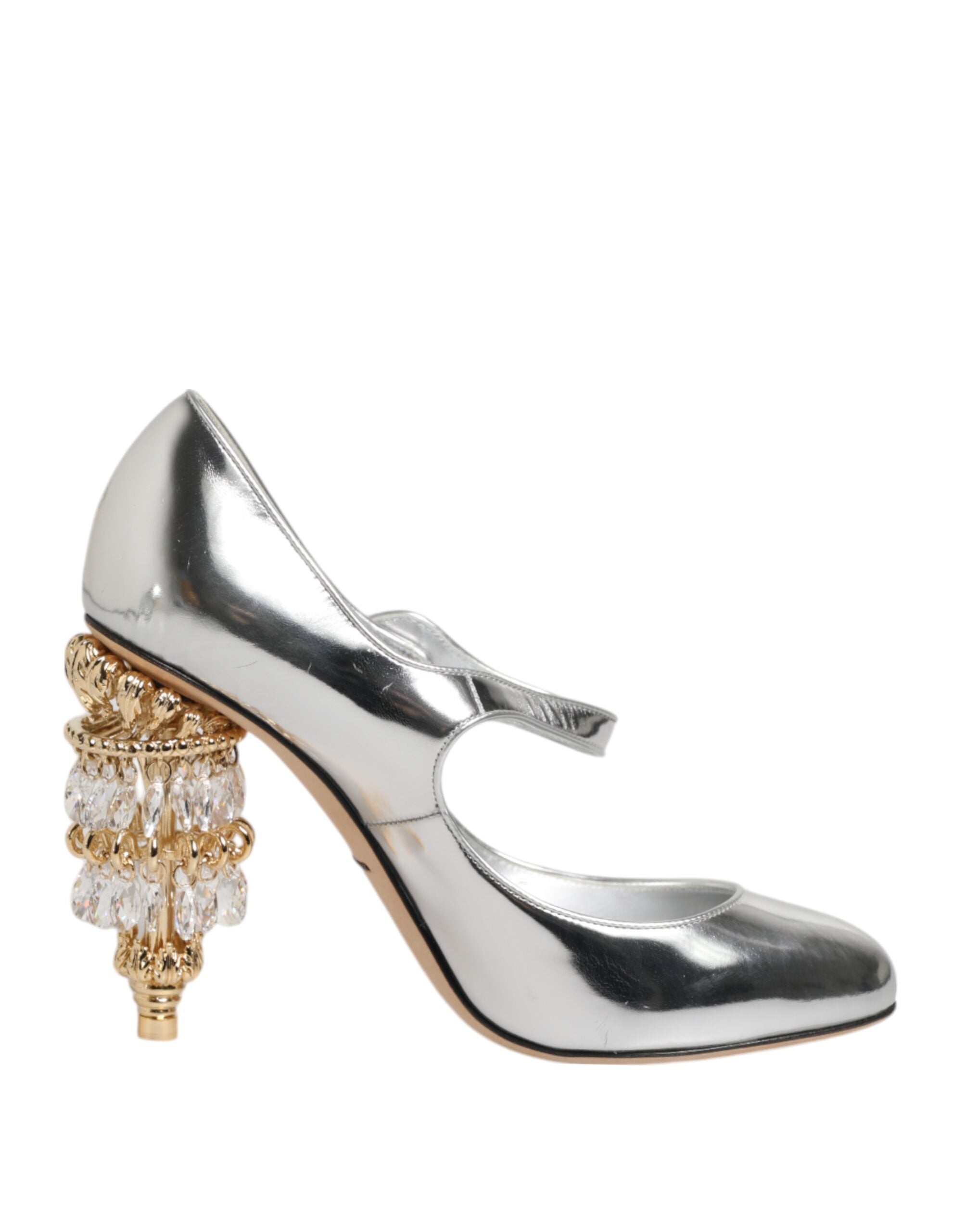 Dolce & Gabbana Silver Chandelier Sculpted Heel Mary Jane Pump Shoes LUNESCAPE
