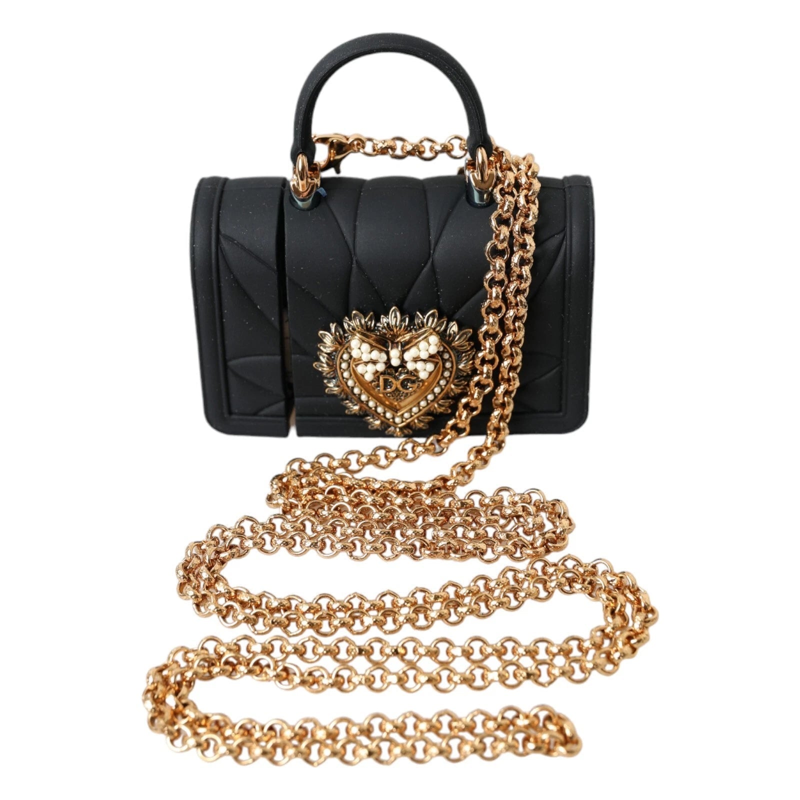 Dolce & Gabbana Case Black Silicone Devotion Heart Cover Hand Bag Airpod LUNESCAPE