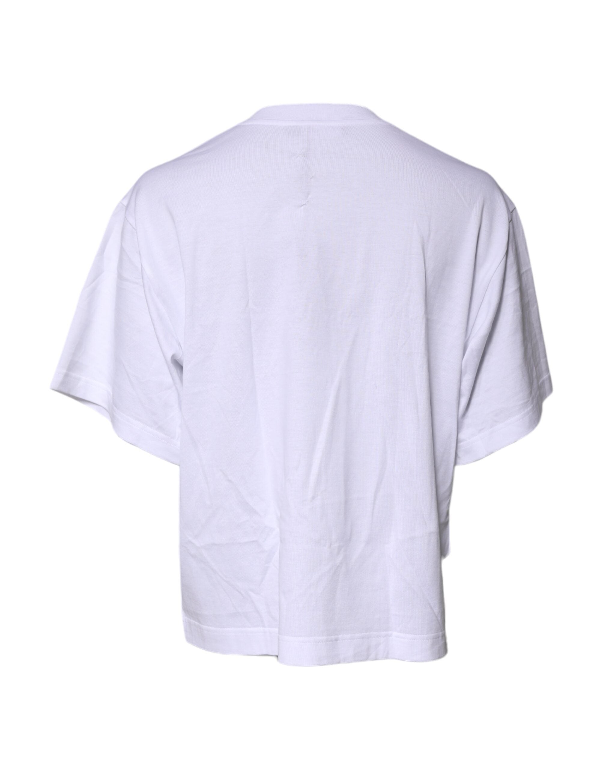 Dolce & Gabbana White Short Sleeves DG Logo Print Top T-shirt