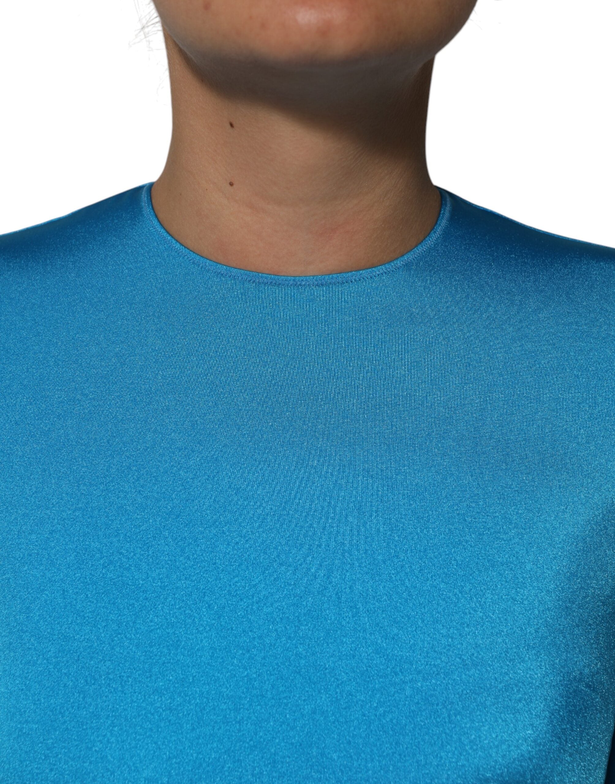 Dolce & Gabbana Blue Nylon Crew Neck Bodycon Jumpsuit
