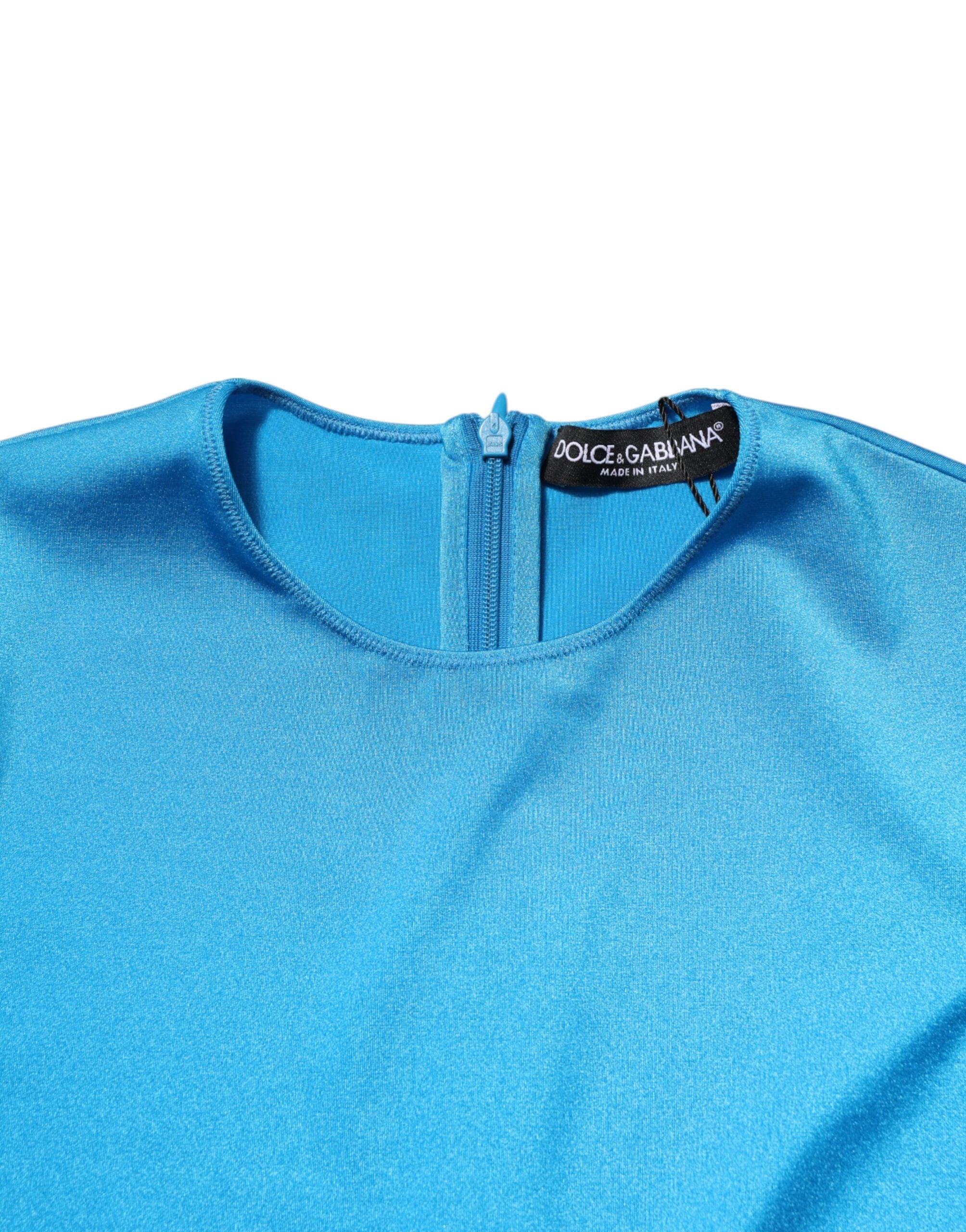 Dolce & Gabbana Blue Nylon Crew Neck Bodycon Jumpsuit