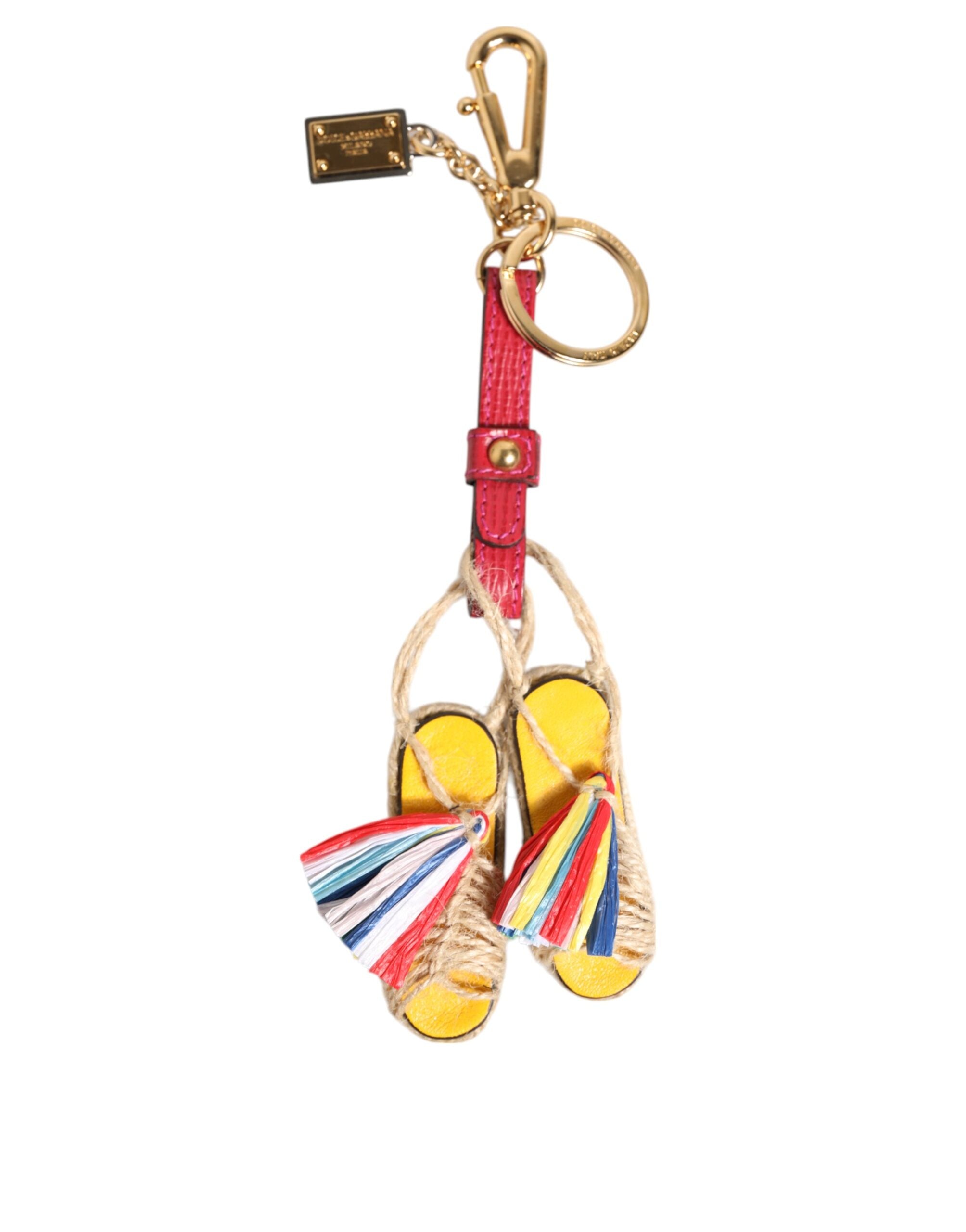 Dolce & Gabbana Red Yellow Mini Espadrille Style Charm Keychain Keyring LUNESCAPE