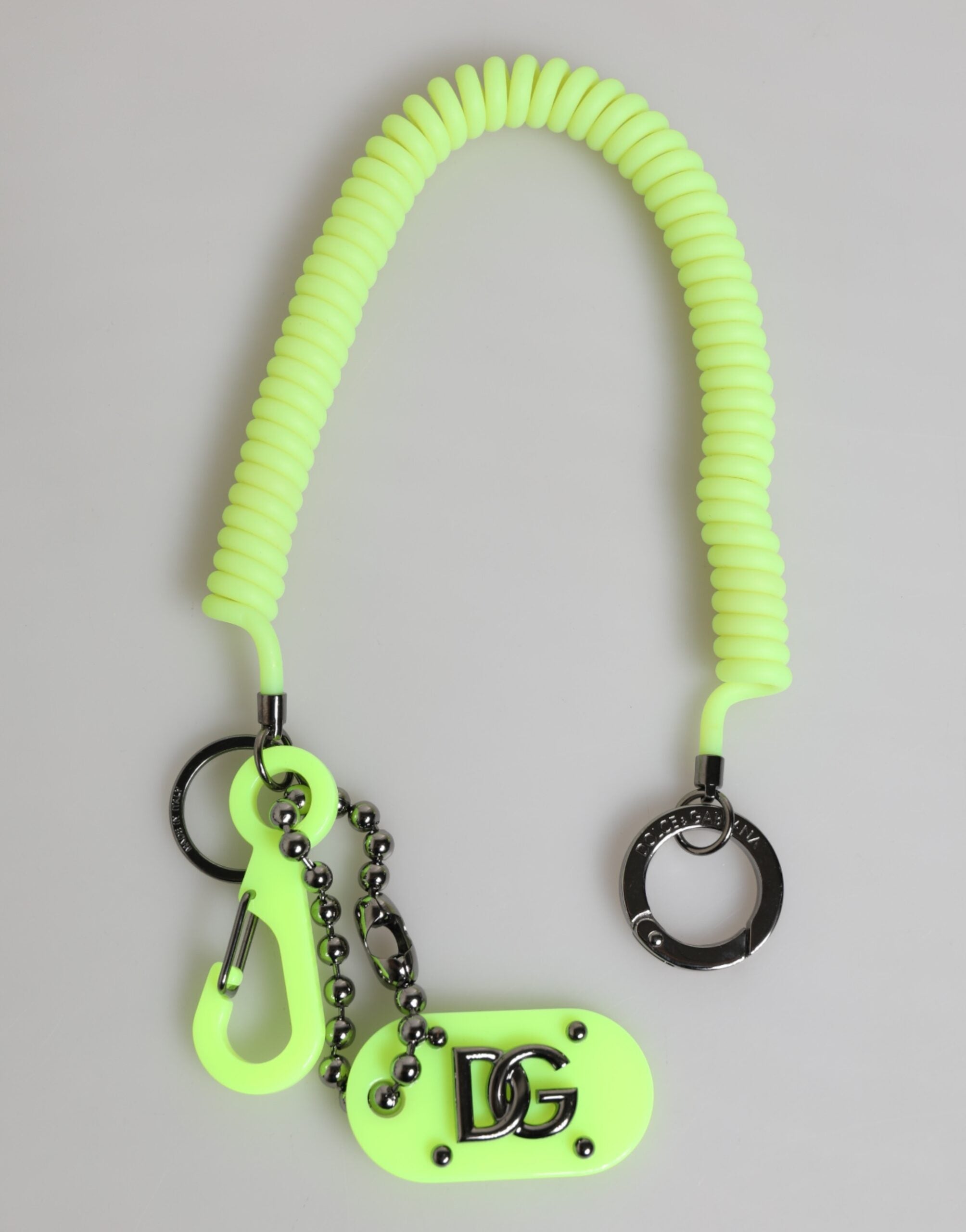 Dolce & Gabbana Green Springy Key Holder DG Logo Men's Keychain Keyring LUNESCAPE