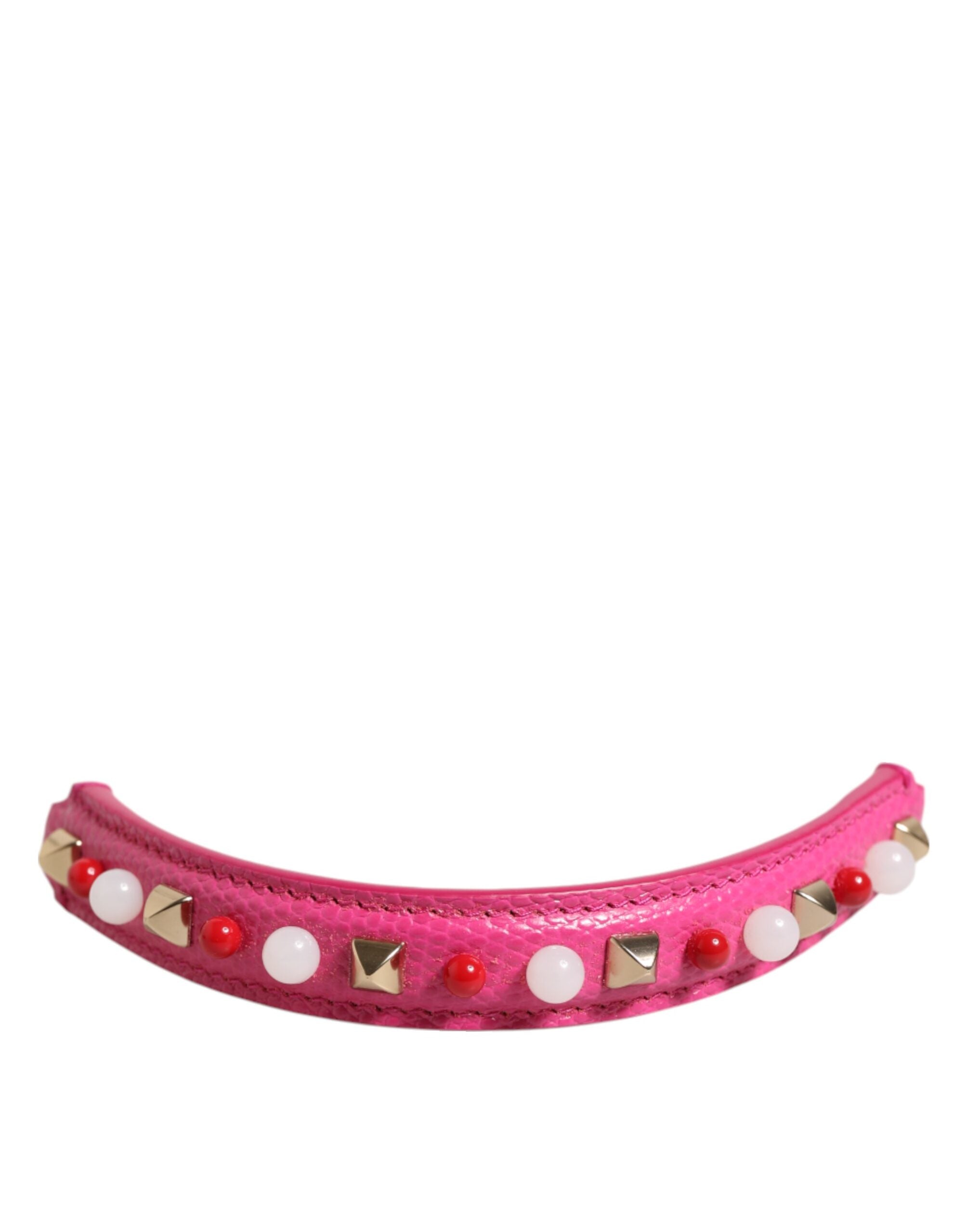 Dolce & Gabbana Pink Embellished Leather Bag Handle Women Shoulder Strap LUNESCAPE