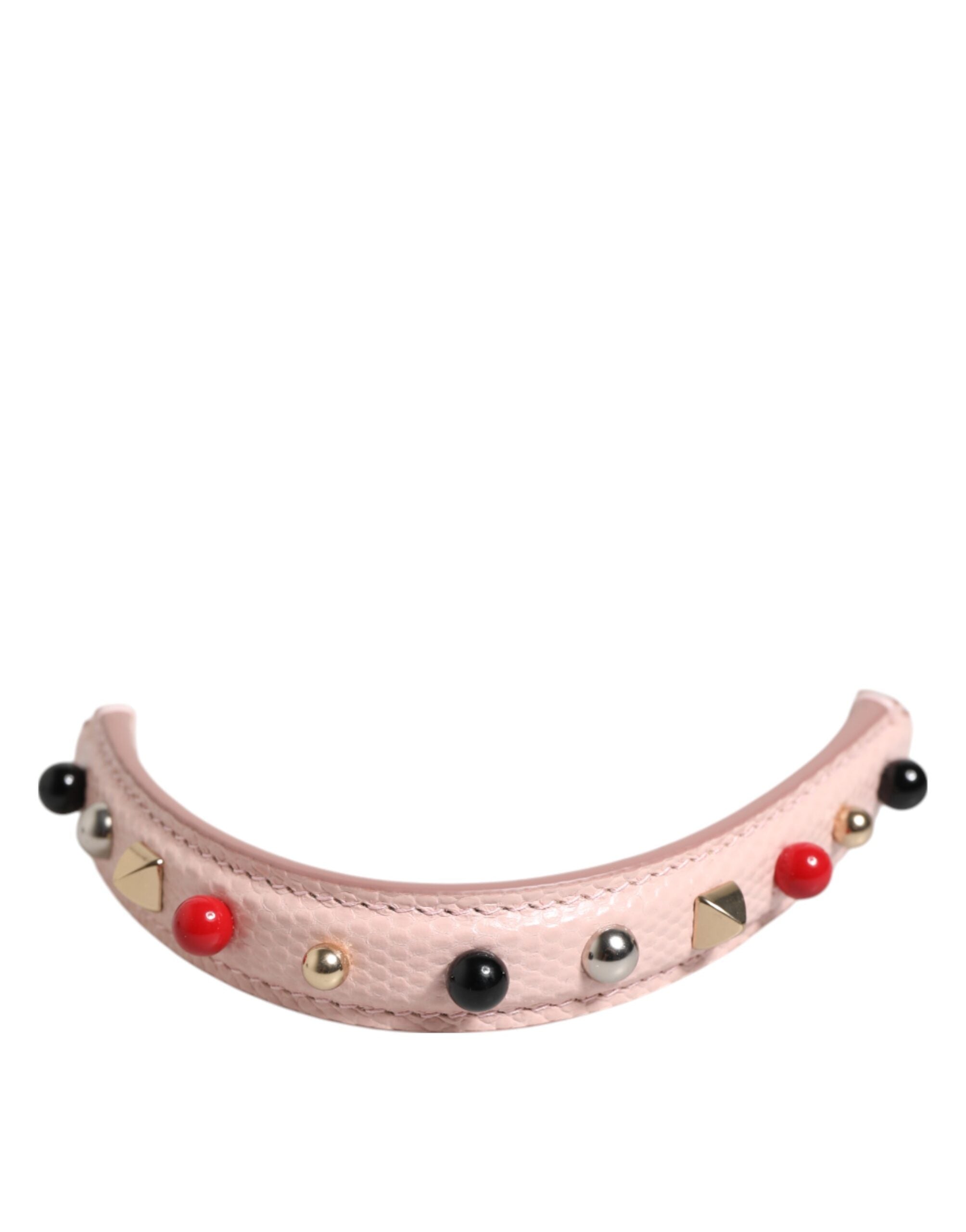 Dolce & Gabbana Light Pink Embellished Leather Bag Handle  Shoulder Strap LUNESCAPE