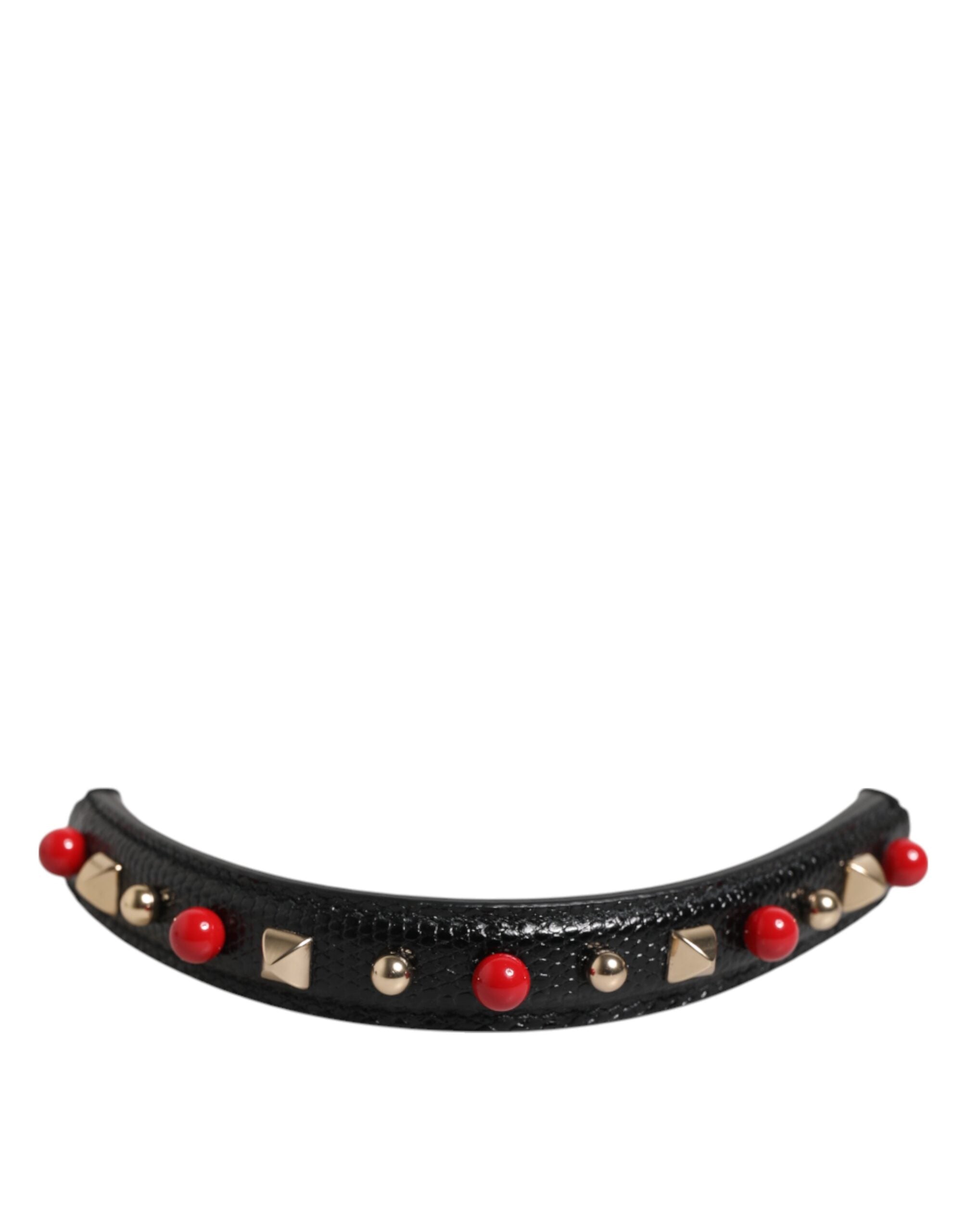 Dolce & Gabbana Black Embellished Leather Bag Handle Women Shoulder Strap LUNESCAPE