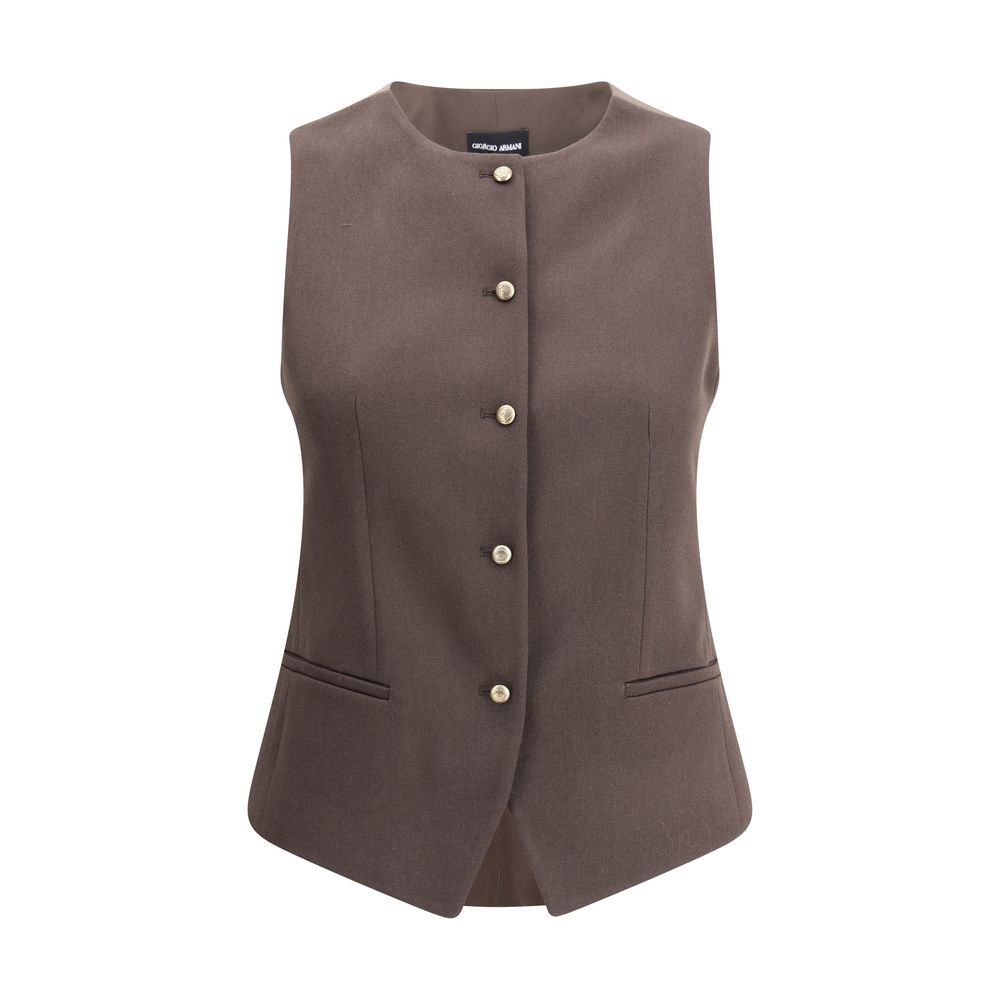 Giorgio Armani Single-breasted hemp and viscose Vest LUNESCAPE