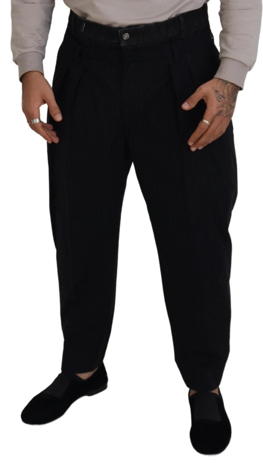 Dolce & Gabbana Black Cotton Stretch Loose Denim Trouser Jeans