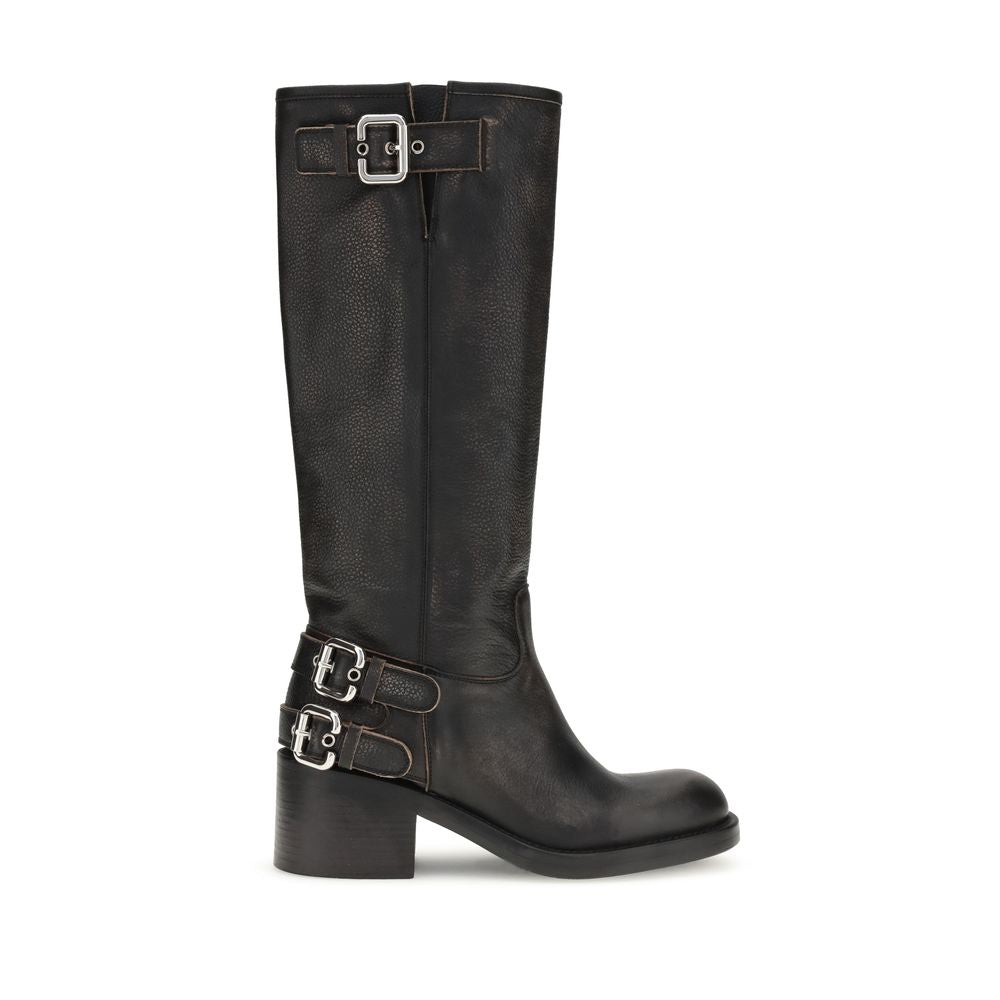 Chloé Dakota Biker Boots in Black Leather