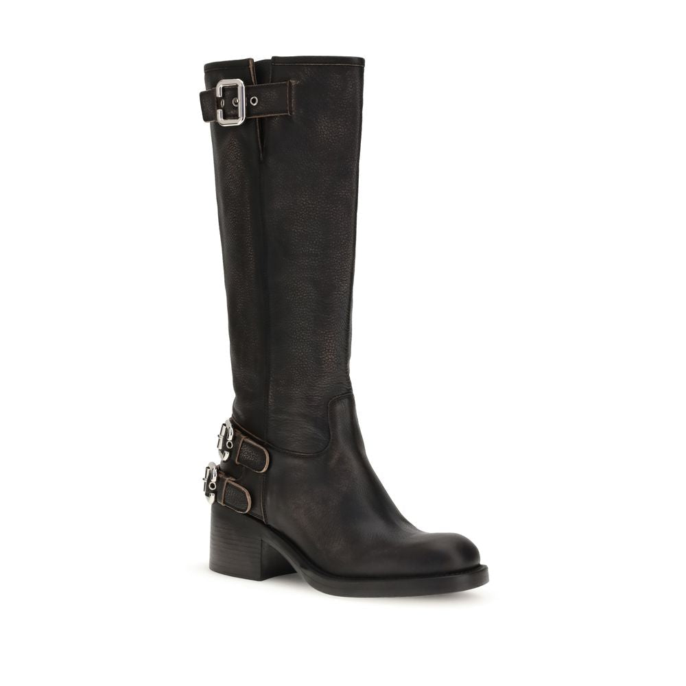 Chloé Dakota Biker Boots in Black Leather