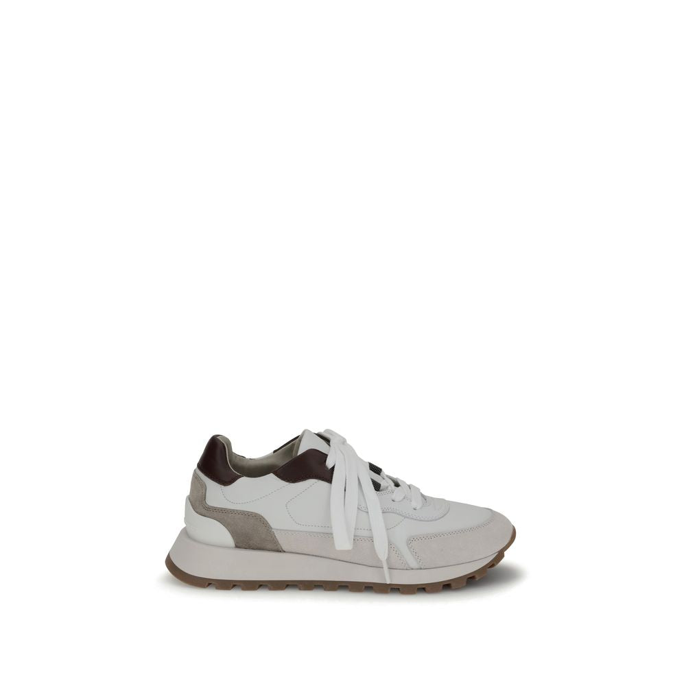 Brunello Cucinelli Leather Sneakers with shiny details LUNESCAPE