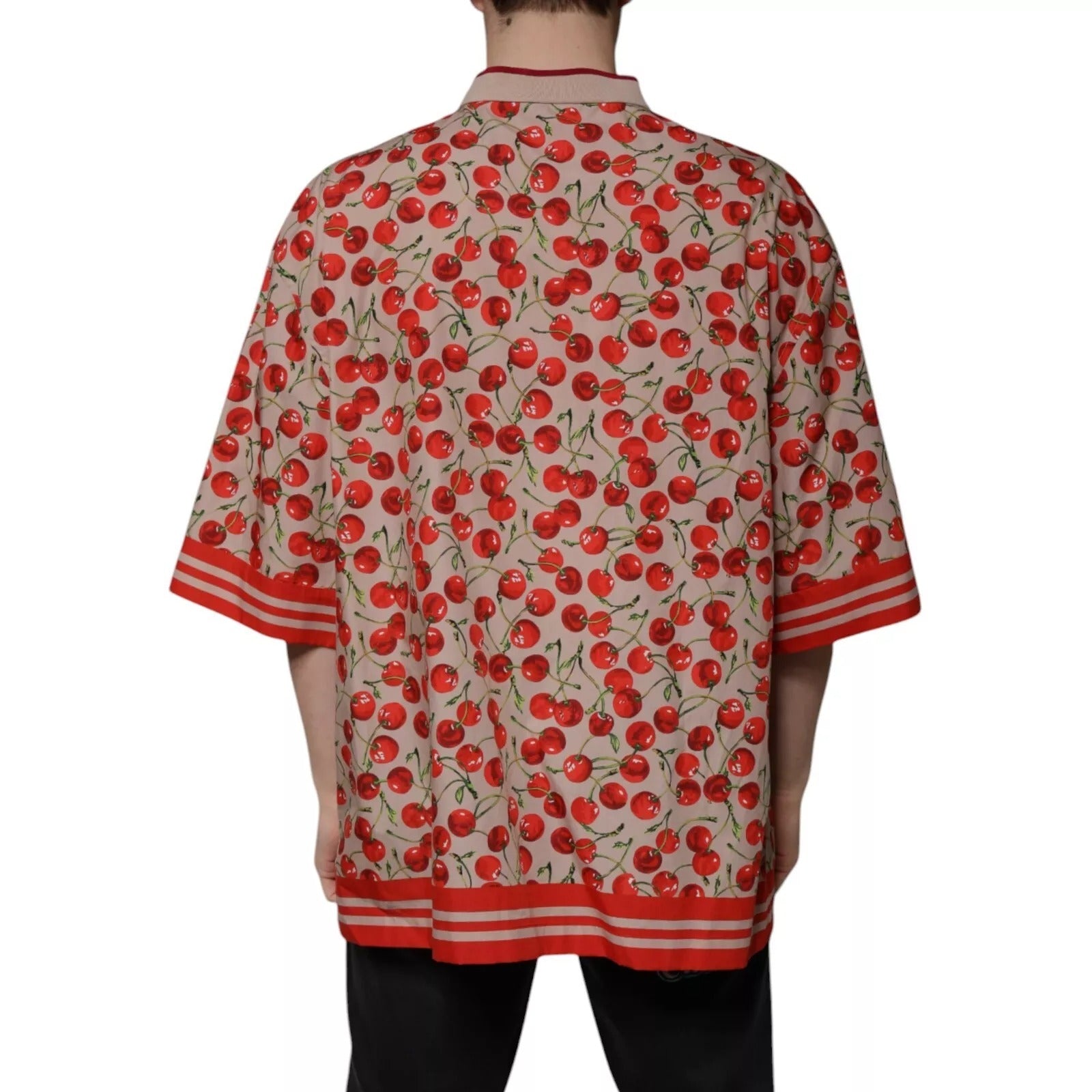 Dolce & Gabbana Beige Cherry Buttoned Casual Shirt
