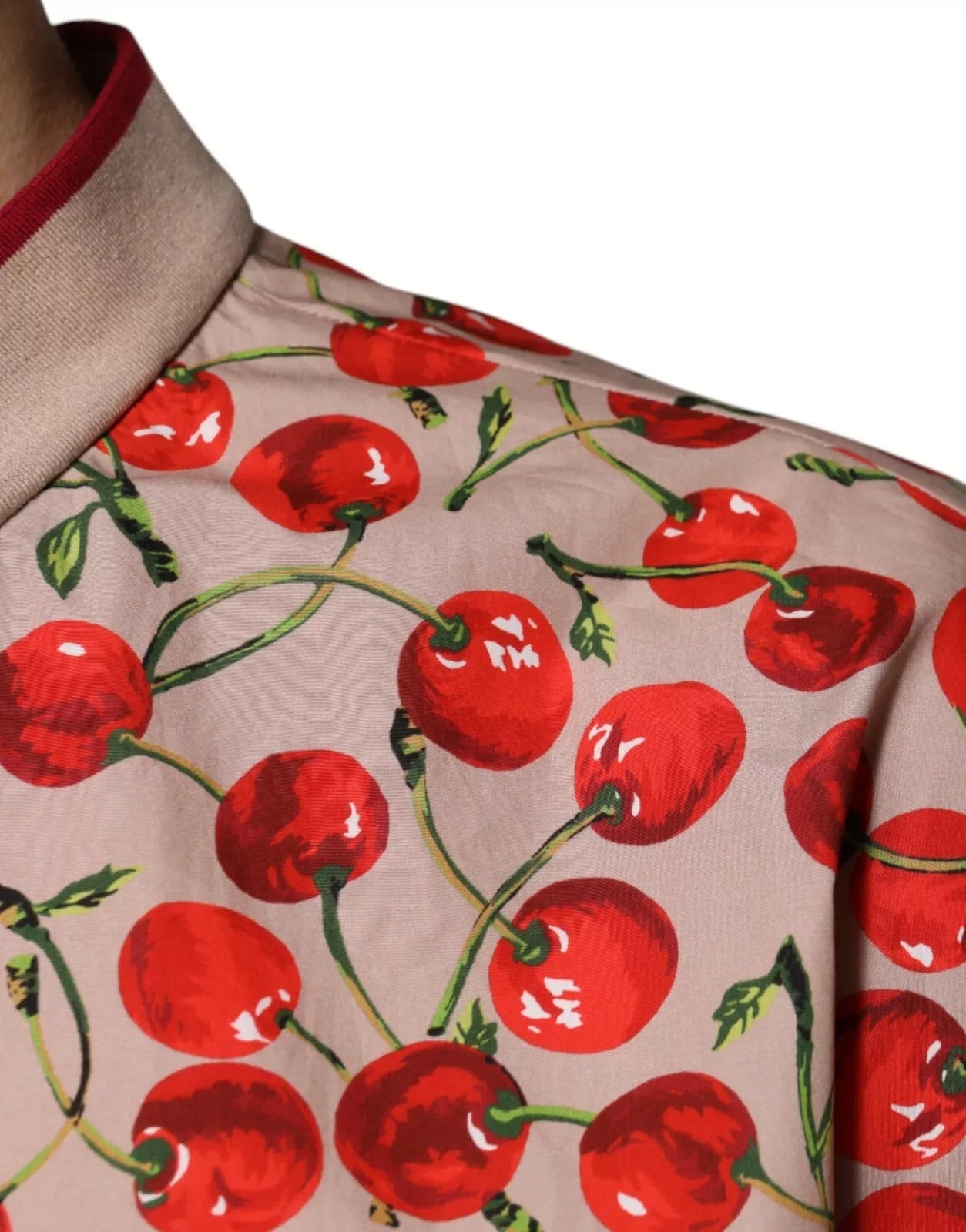 Dolce & Gabbana Beige Cherry Buttoned Casual Shirt