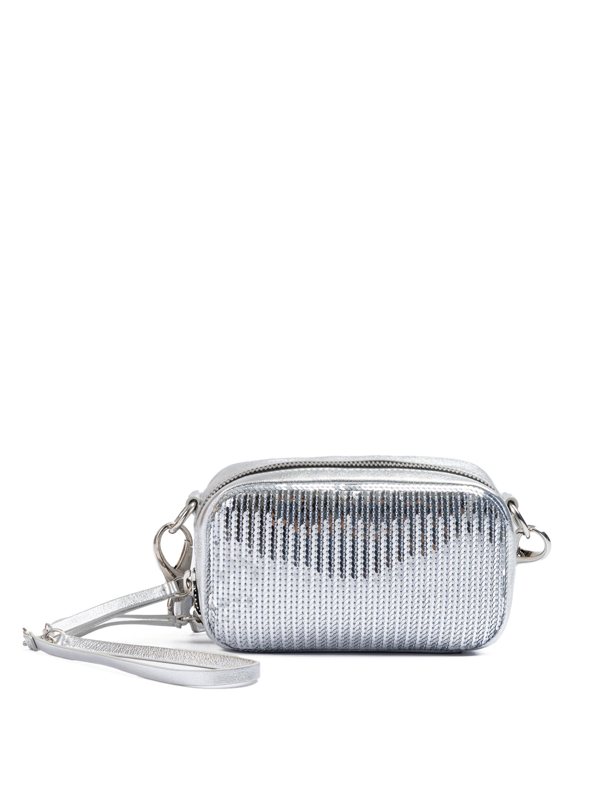 Dsquared² Silver Paillettes and Leather Clutch Bag LUNESCAPE