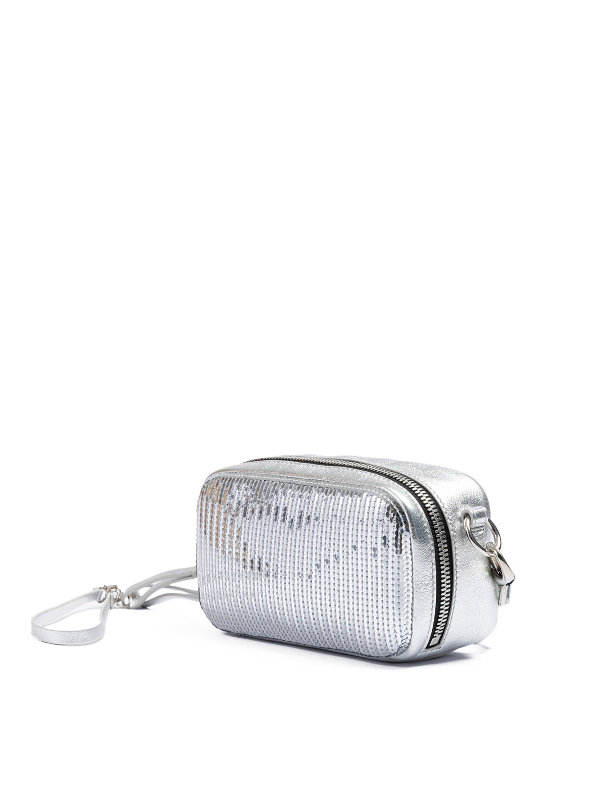 Dsquared² Silver Paillettes and Leather Clutch Bag LUNESCAPE