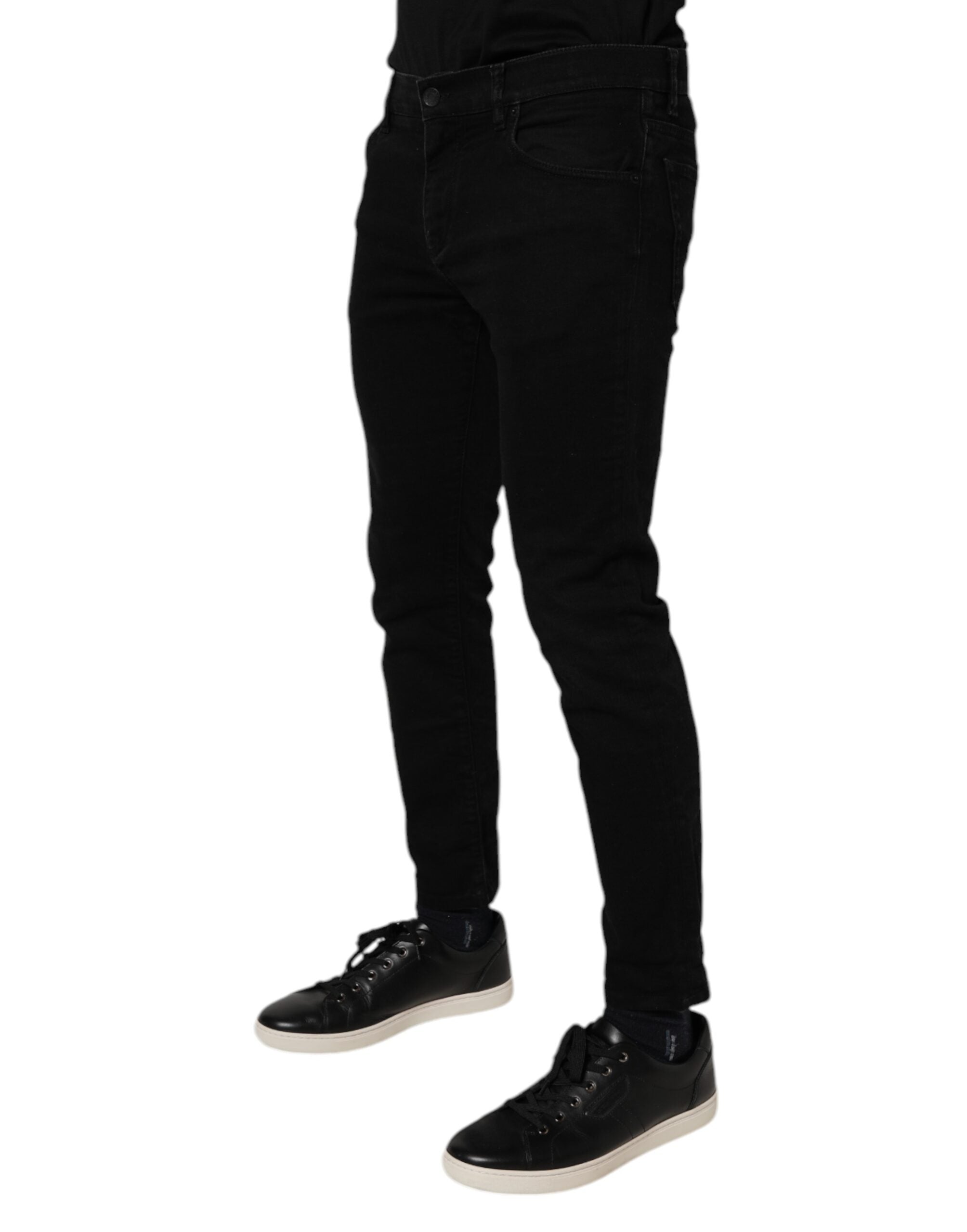 Dolce & Gabbana Black Cotton Skinny Jeans Men Trouser Pants