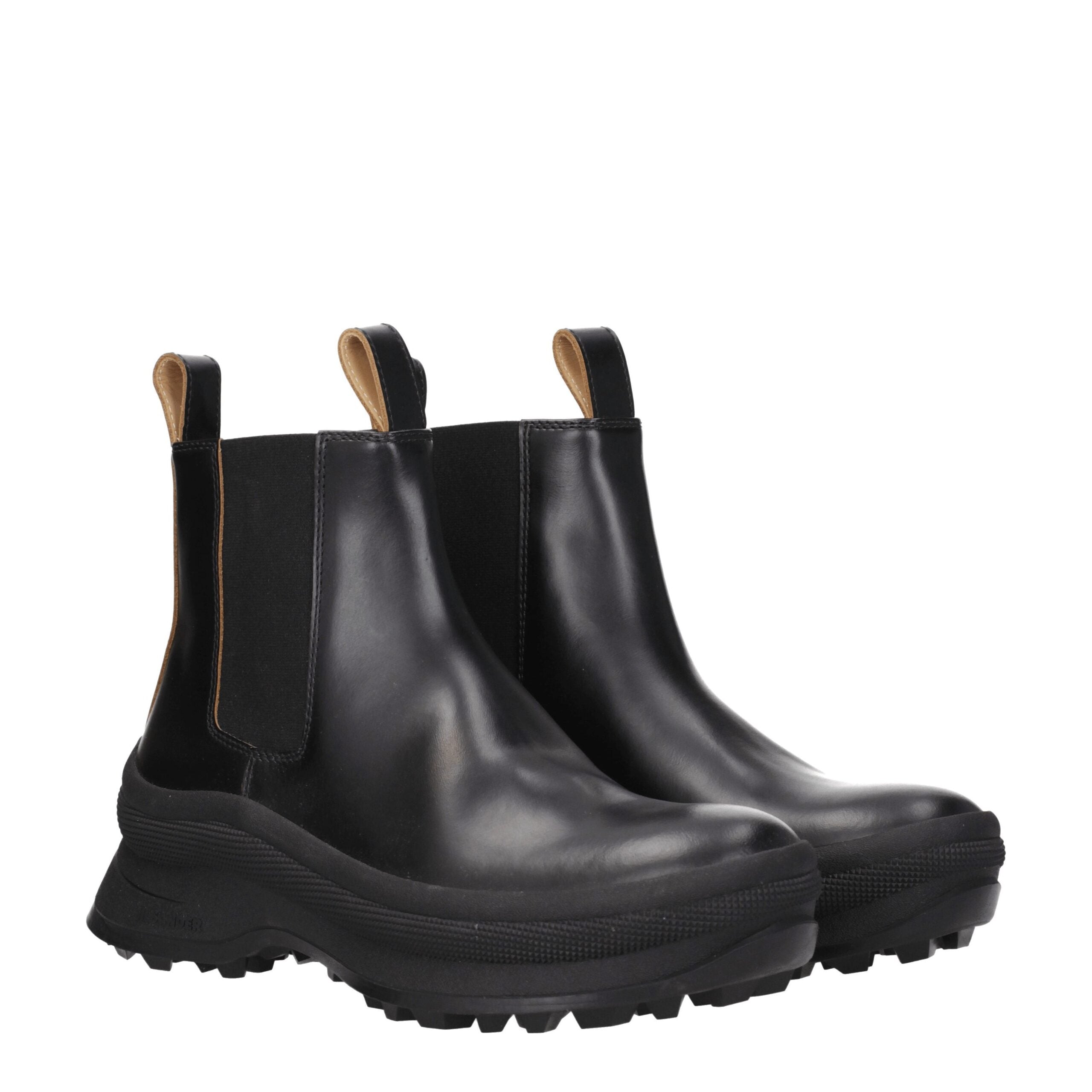Jil Sander Black Leather Ankle Boots LUNESCAPE