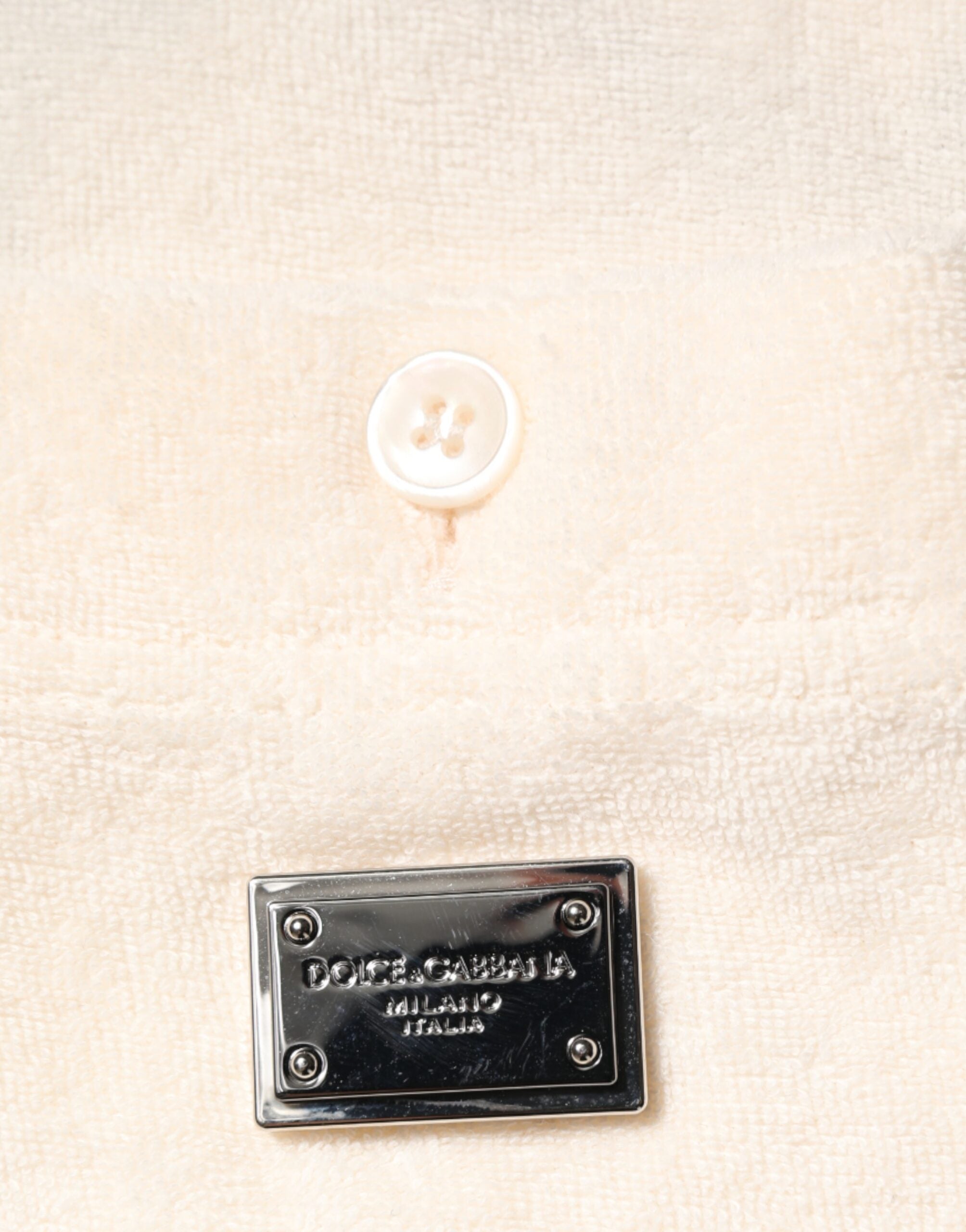 Dolce & Gabbana Ivory Cotton Terry Logo Pocket Polo T-shirt