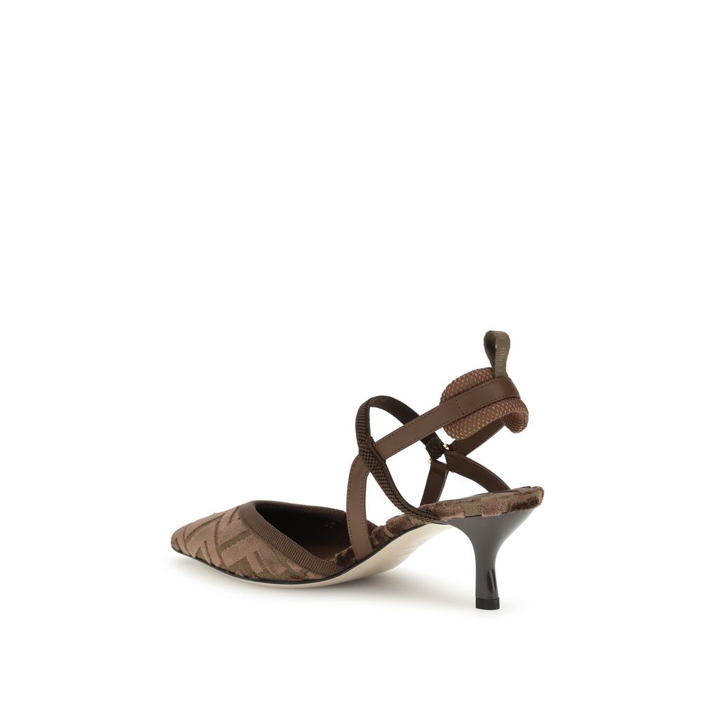 Fendi Colibri Kitten Heel Slingback Pumps LUNESCAPE