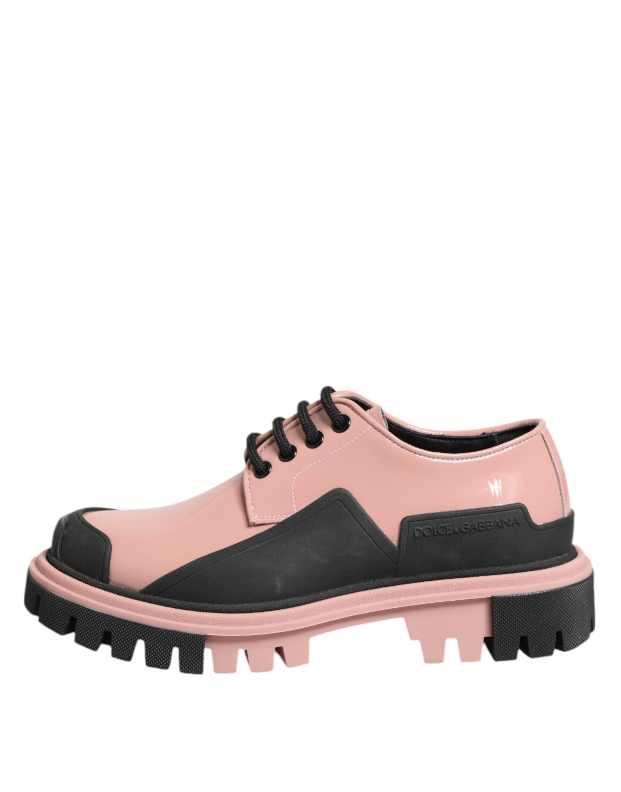 Dolce & Gabbana Light Powder Pink Black Leather Lace-Up Shoes LUNESCAPE