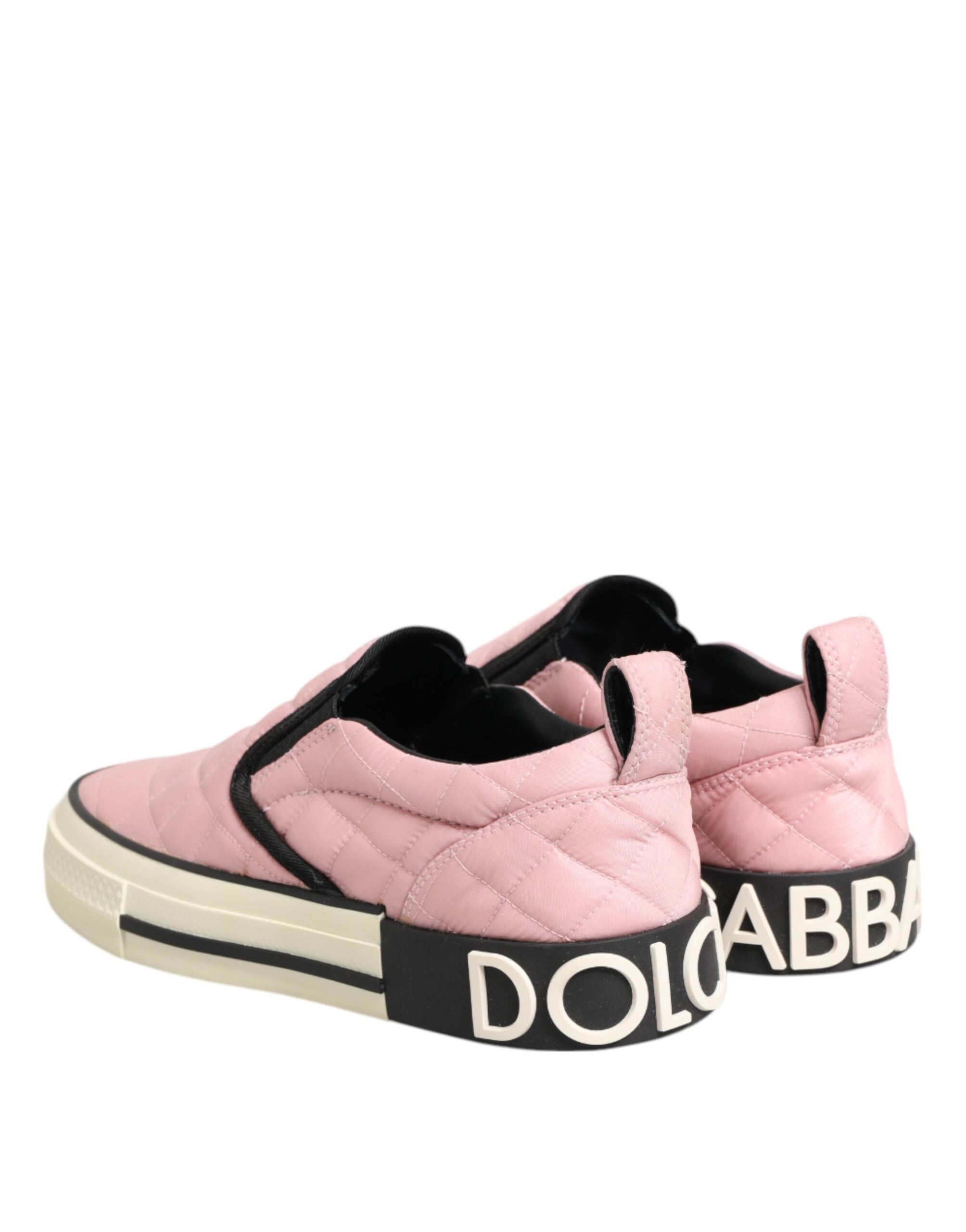 Dolce & Gabbana Pink Quilted Nylon Slip-On Sneaker Shoes LUNESCAPE