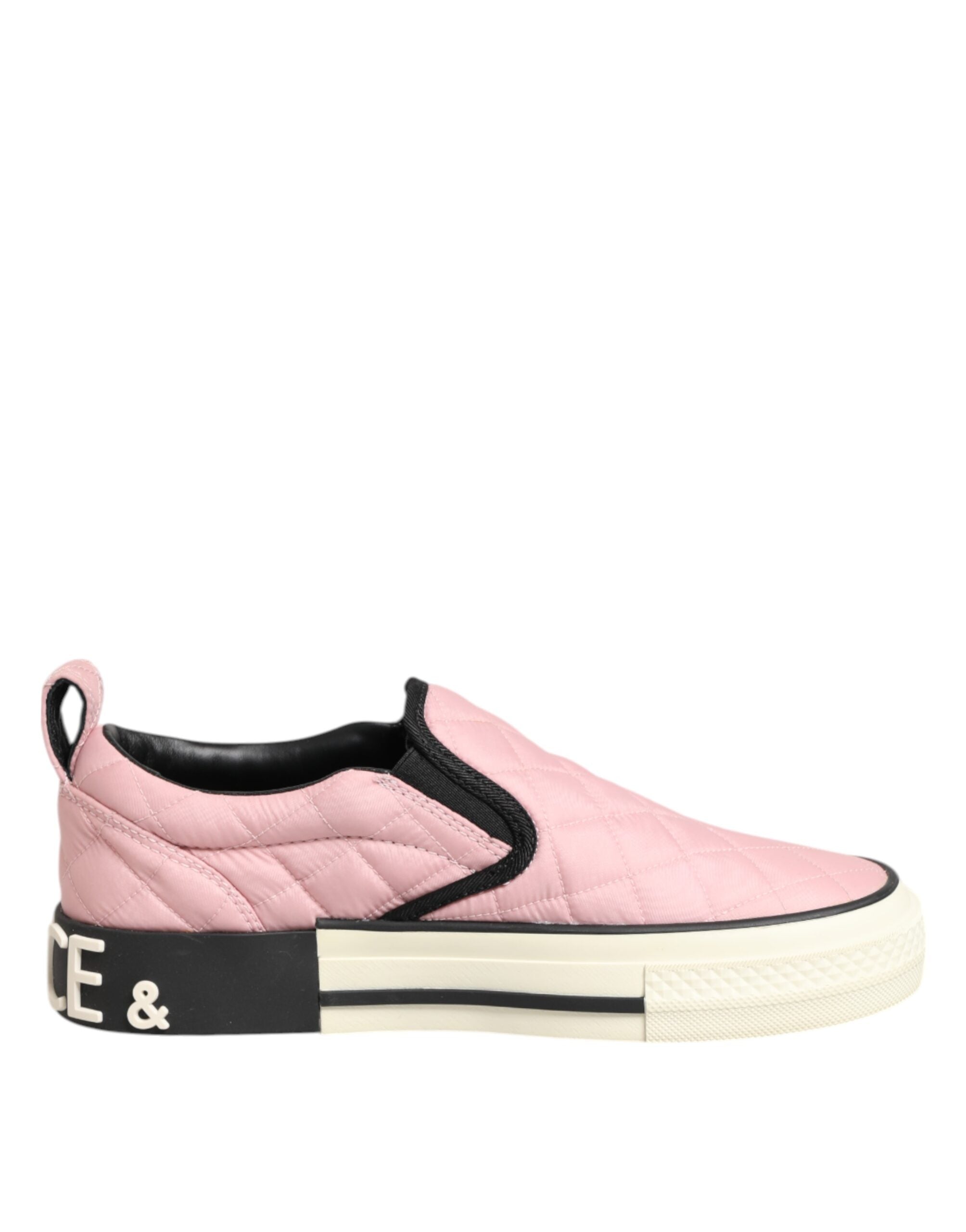 Dolce & Gabbana Pink Quilted Nylon Slip-On Sneaker Shoes LUNESCAPE