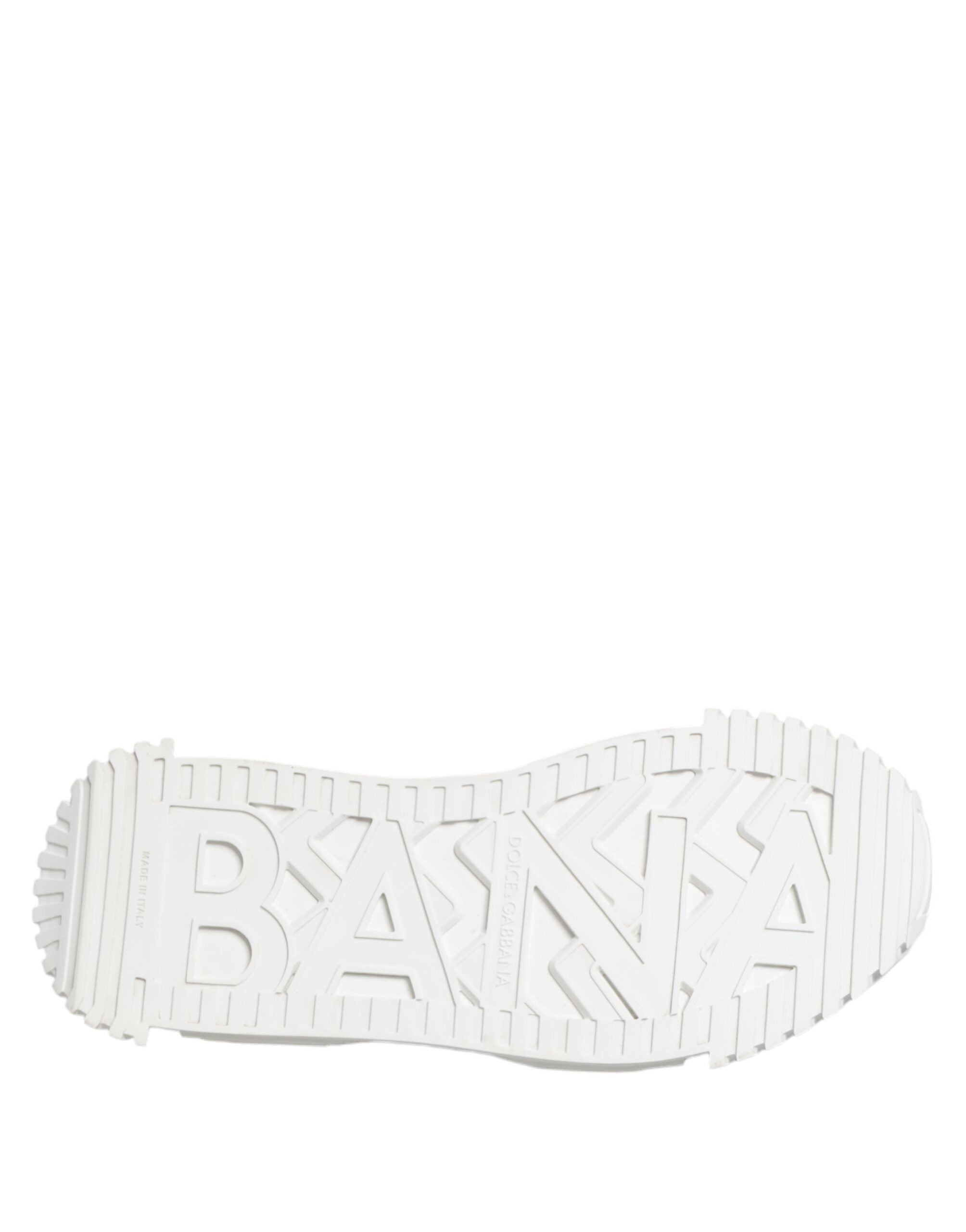 Dolce & Gabbana White NS1 Canvas Leather Embellished Sneakers Shoes