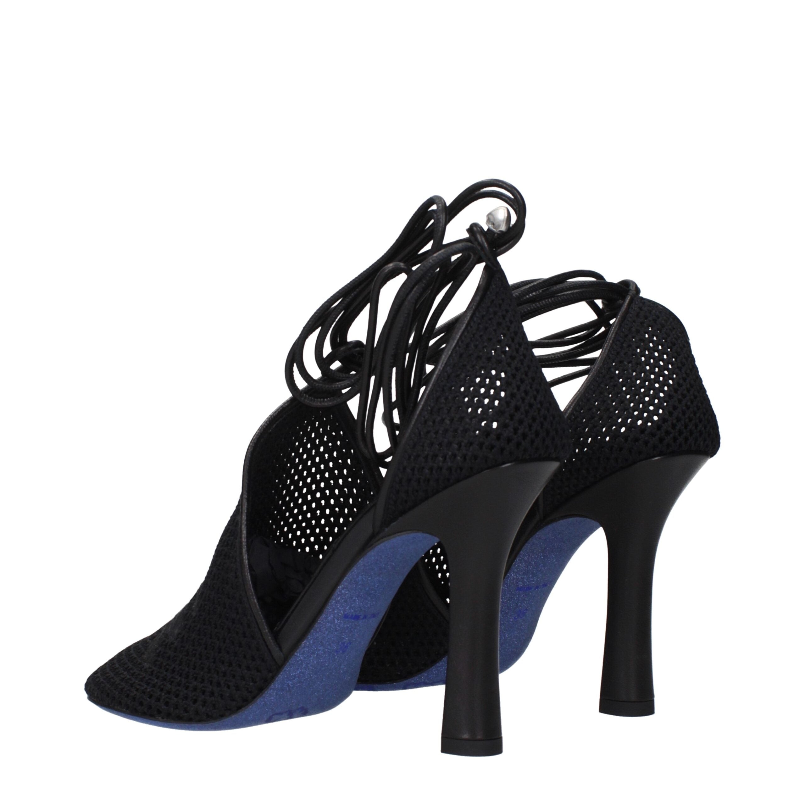 Burberry Black Fabric High Heel T-Strap Pumps
