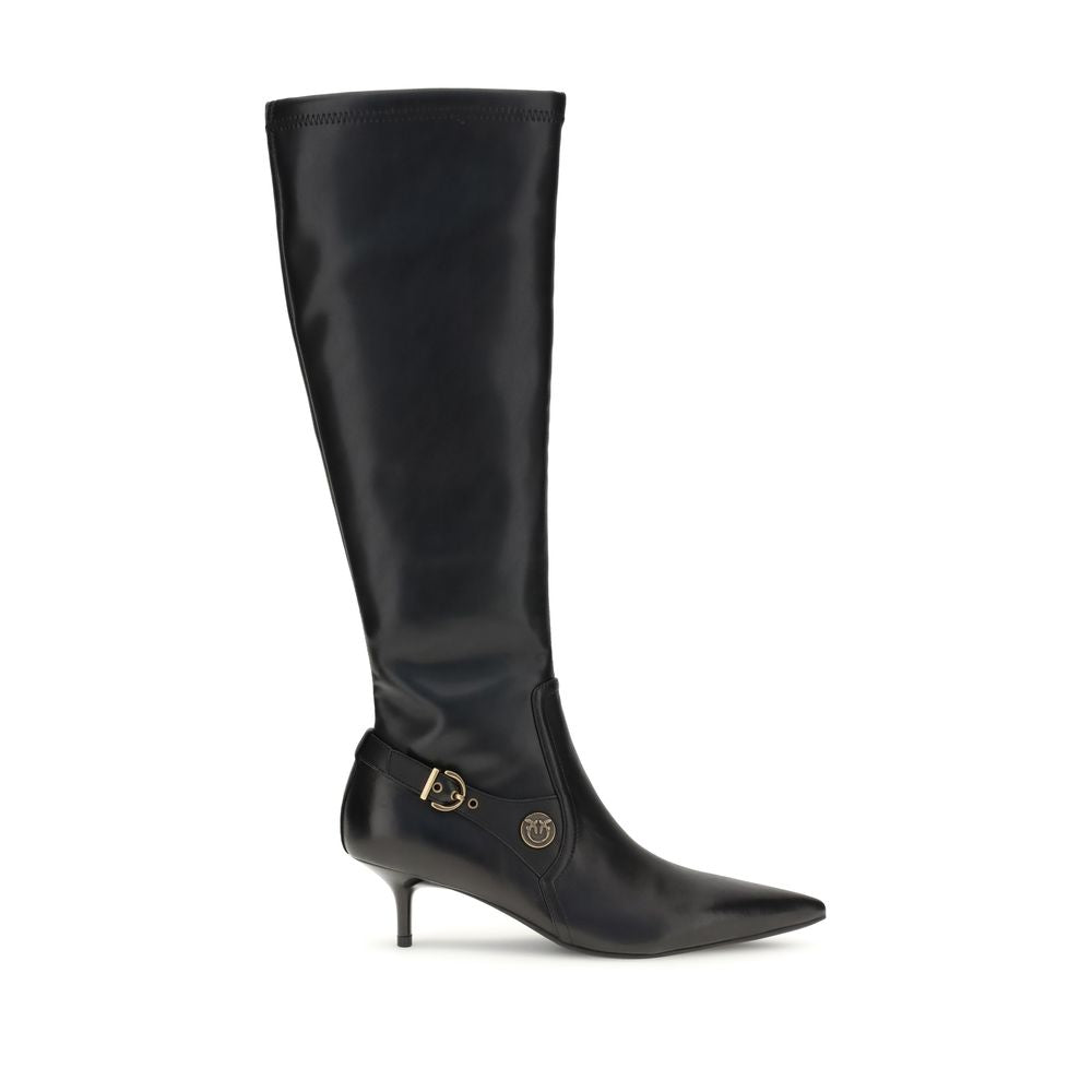 PINKO Black Goatskin Ankle Boots LUNESCAPE