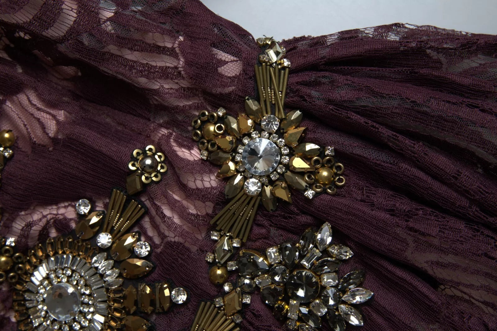 Dolce & Gabbana Purple Viscose Crystal A-Line Gown Dress